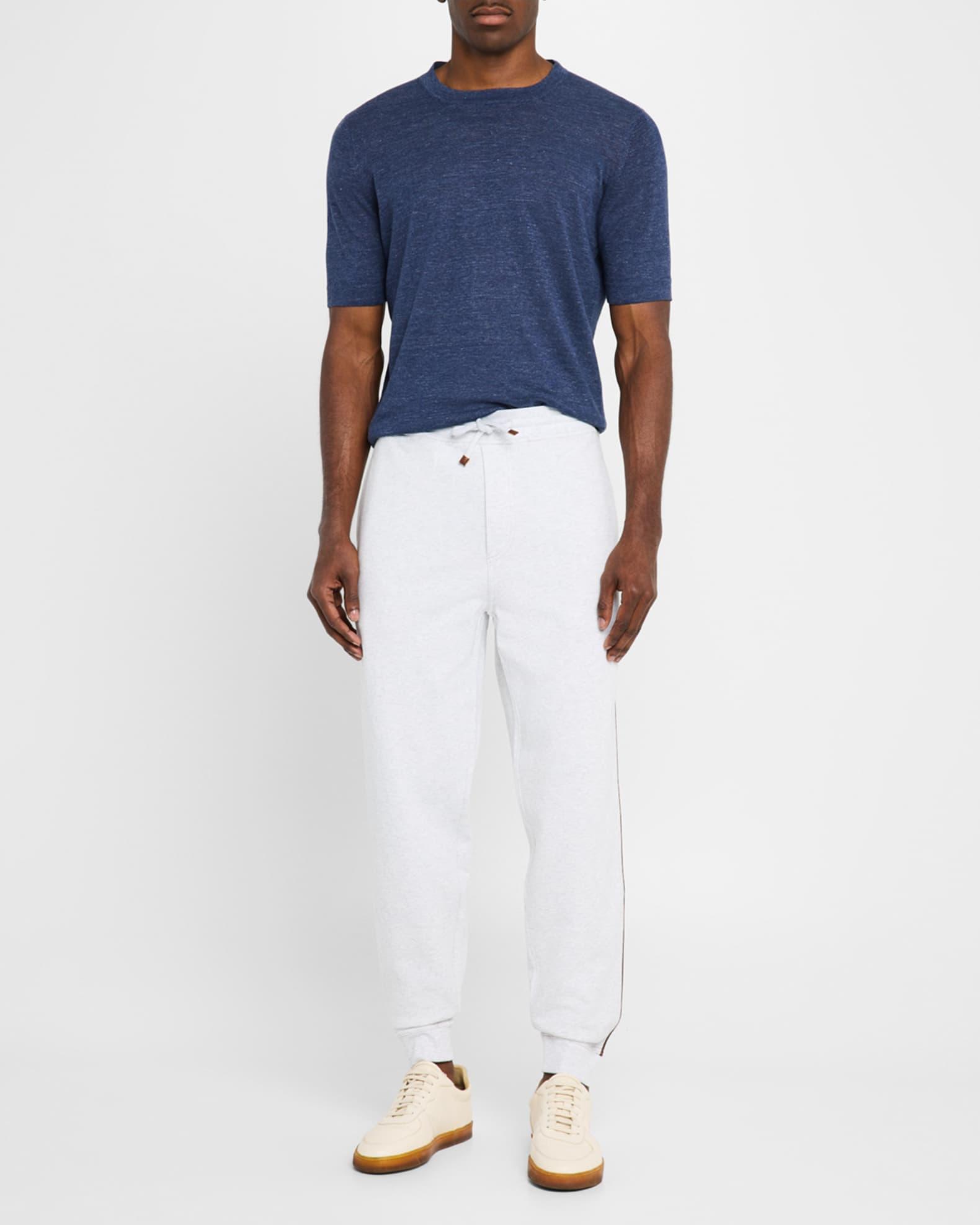 Men's Leather-Trim Drawstring Sweatpants Product Image