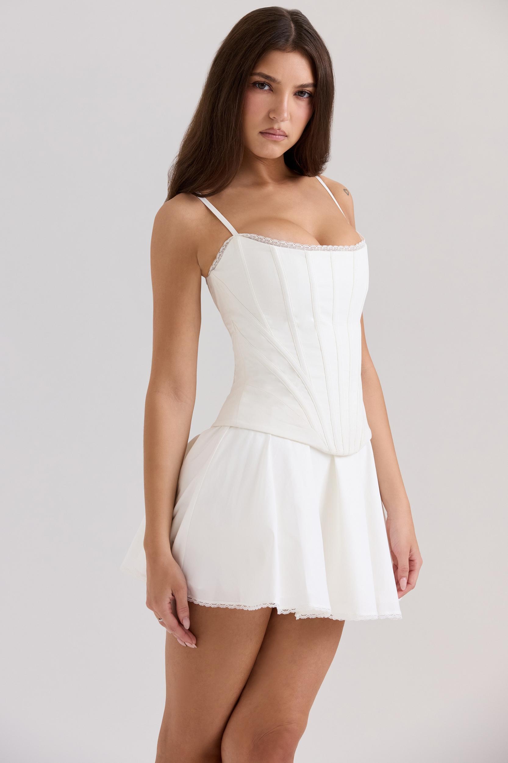Cadie  white cotton corset top Product Image