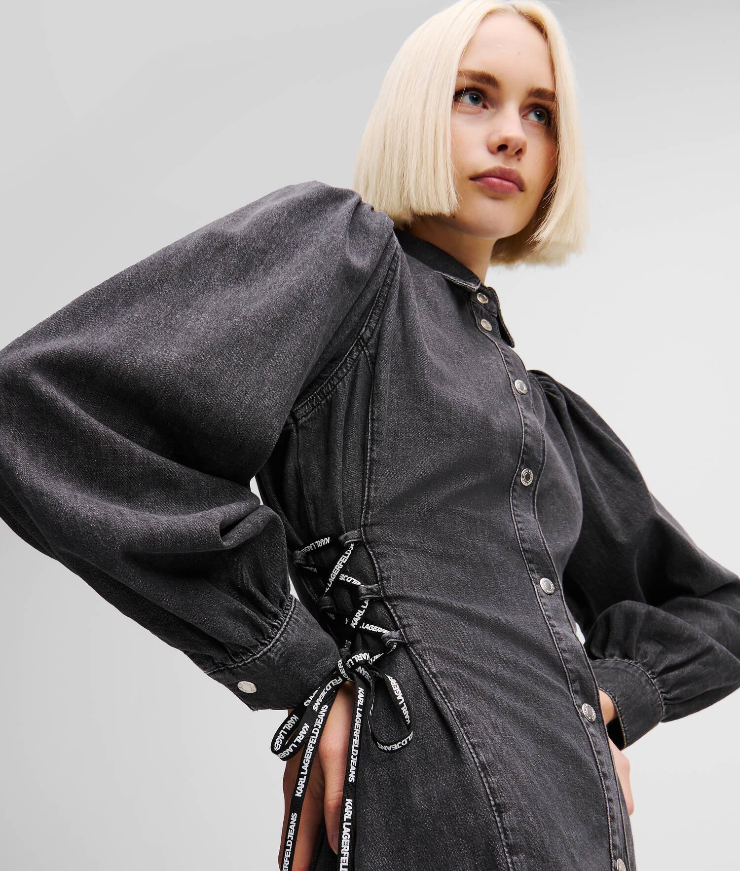 TIED WAIST DENIM SHIRT DRESS Product Image