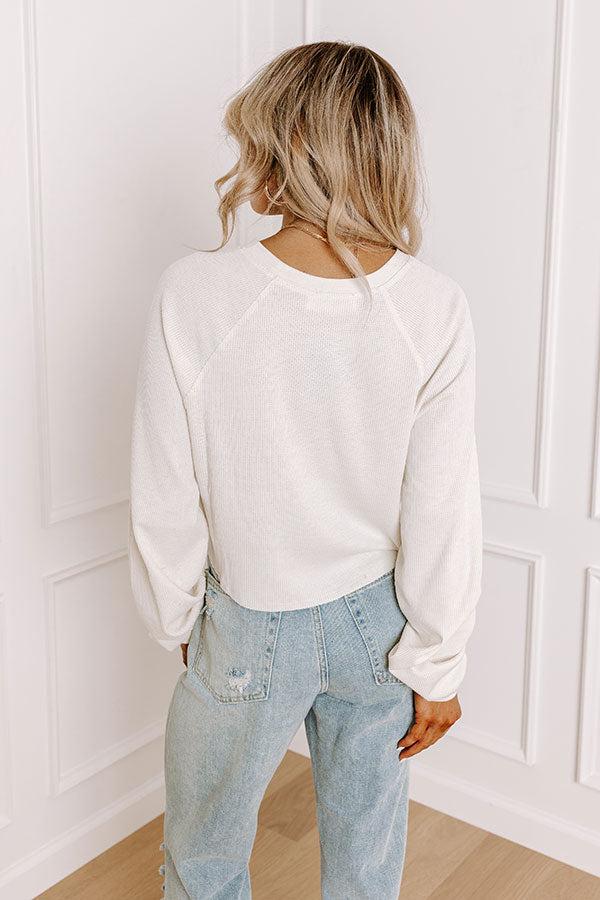 Cabin Cozy Waffle Knit Crop Top Product Image