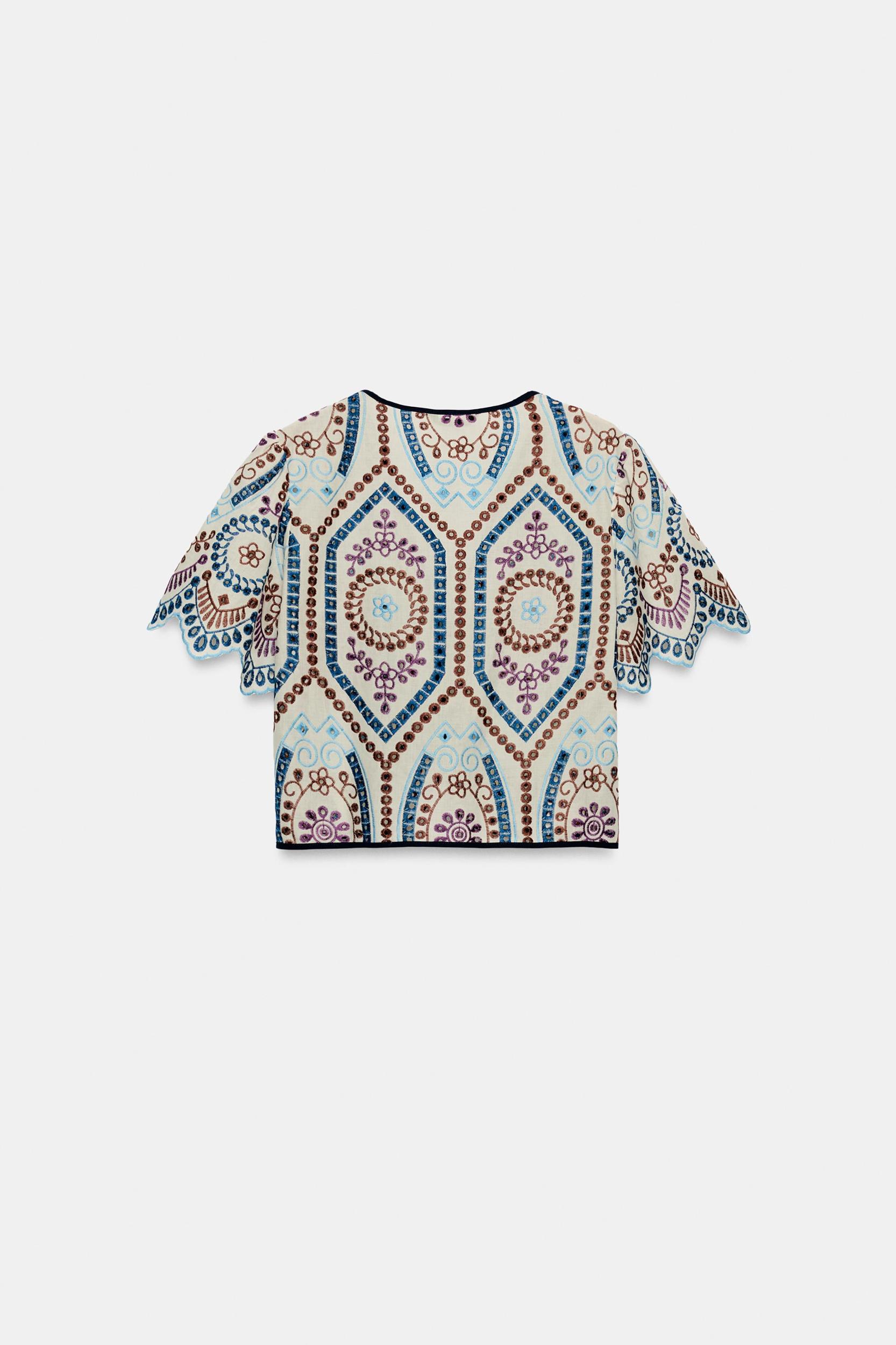 EMBROIDERED EYELET CROP TOP Product Image