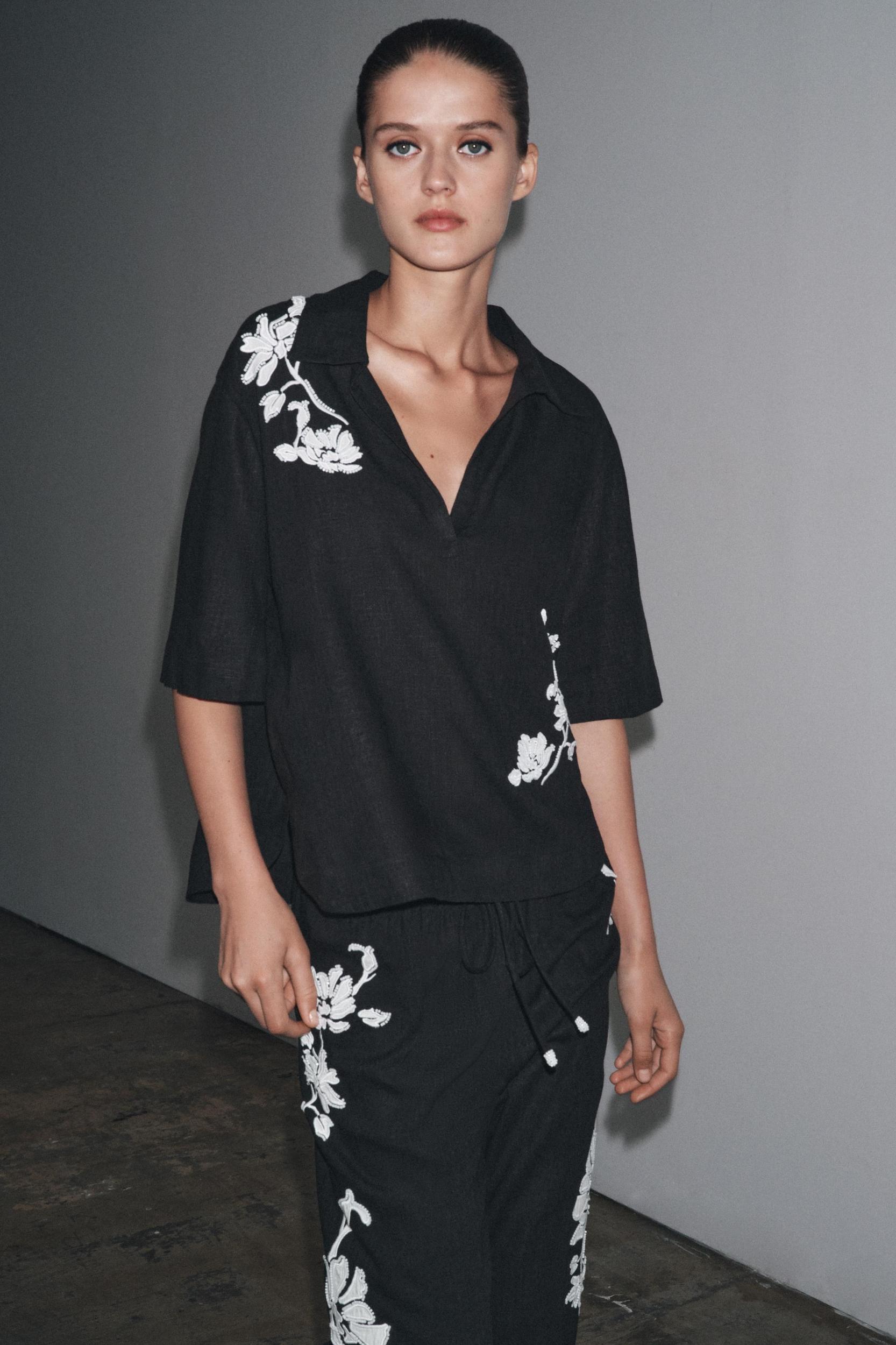 EMBROIDERED BEADED SHIRT ZW COLLECTION Product Image