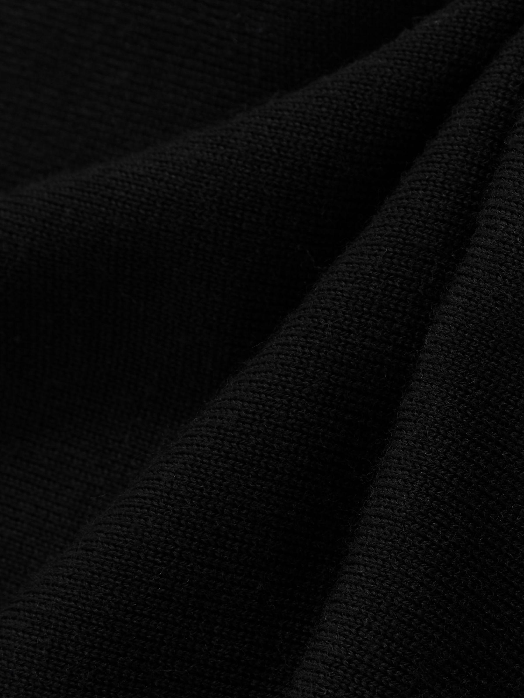 Merino Wool Open-Collar Polo Shirt in Black Product Image