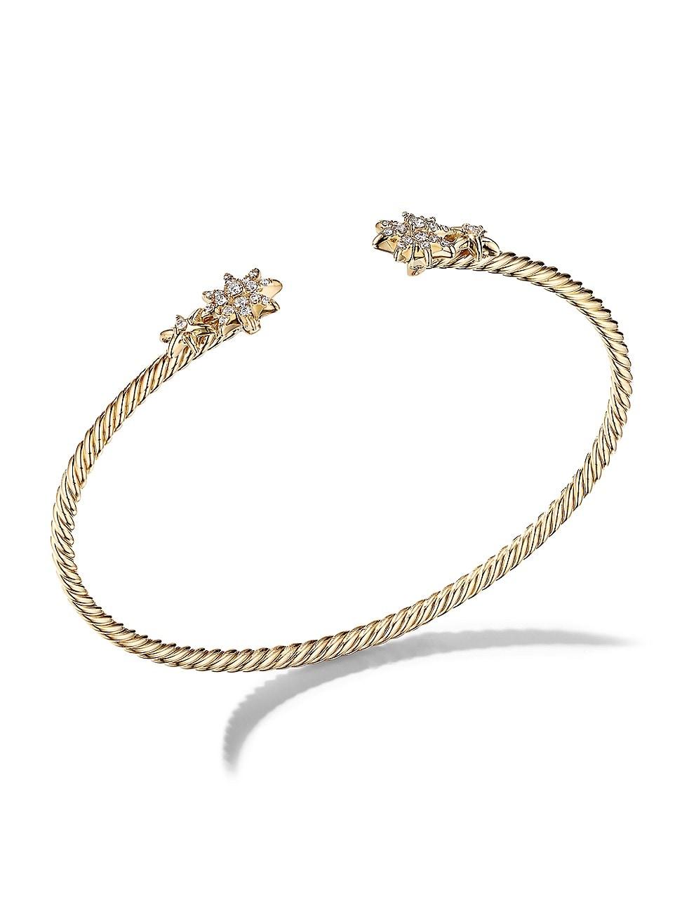 Womens Petite Starburst Cable Bracelet In 18K Yellow Gold Product Image
