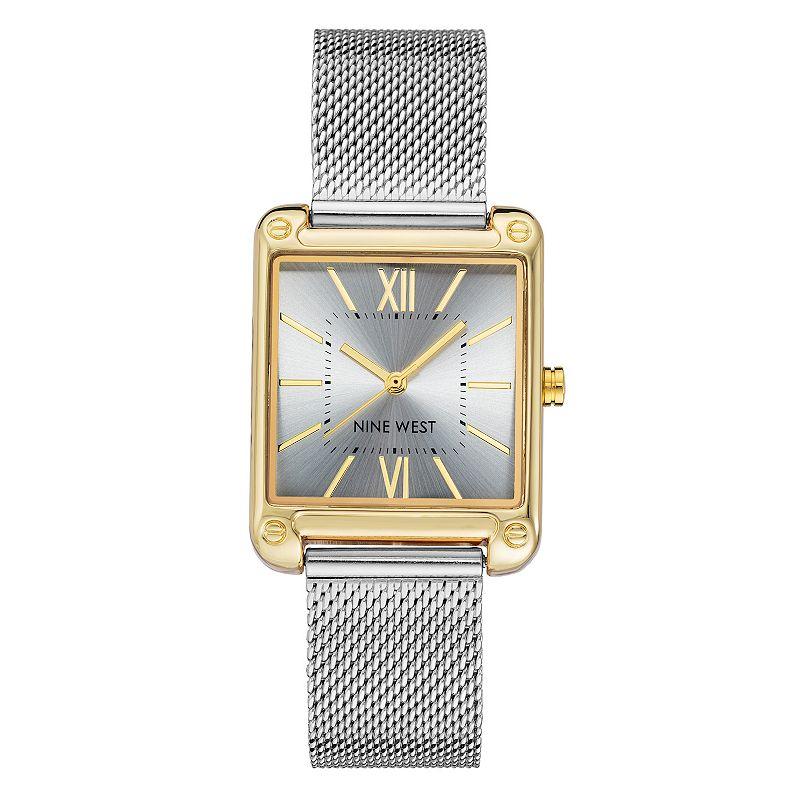 Nine West Women's Two Tone Rectangle Dial Dress Watch, Size: Small, Gold Tone Product Image