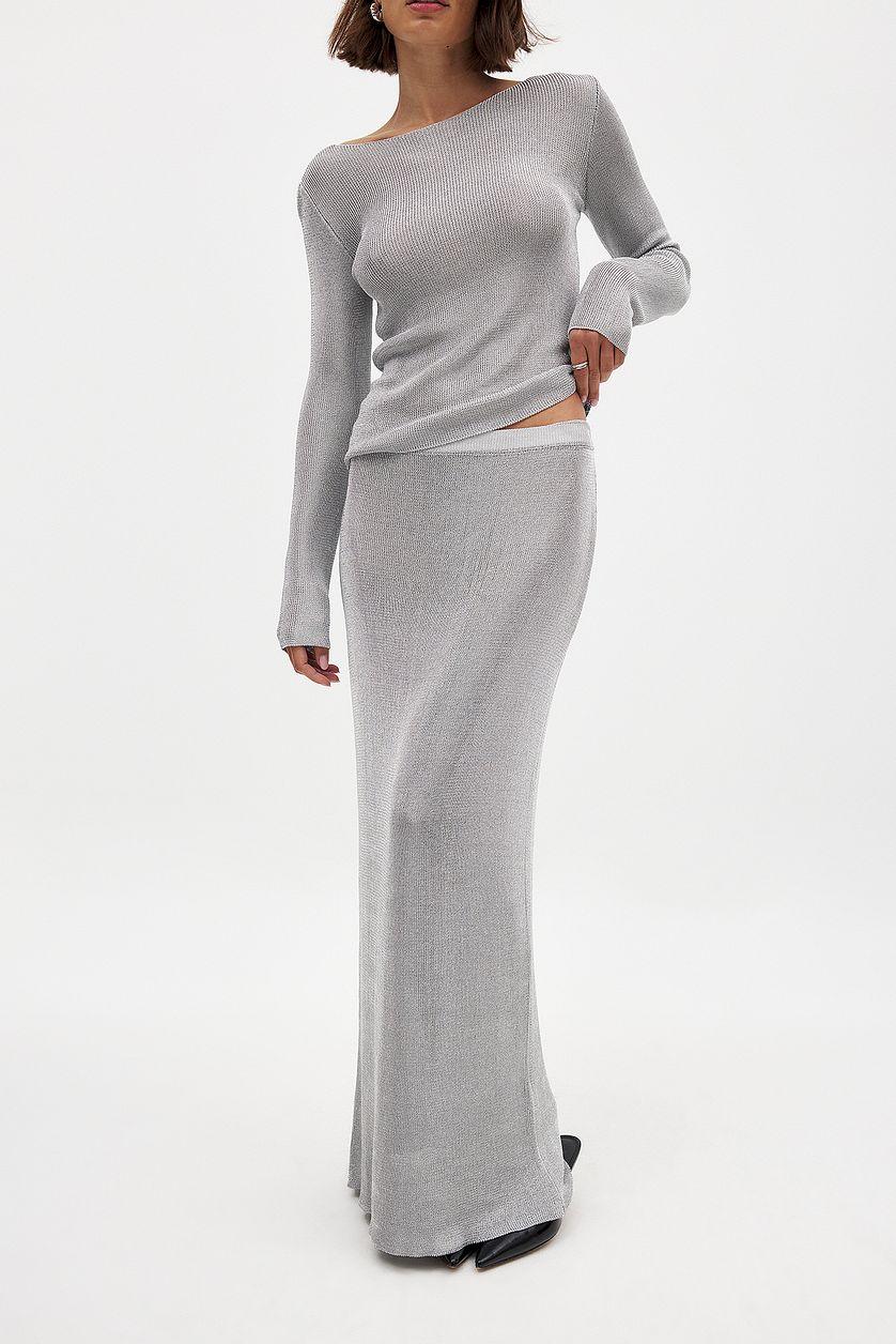 Metallic Knitted Maxi Skirt Product Image