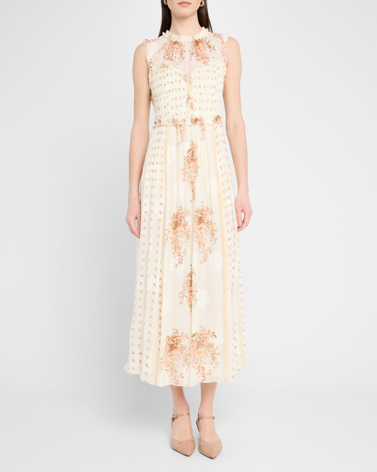 Kasia Sleeveless Floral Silk Midi Dress Product Image