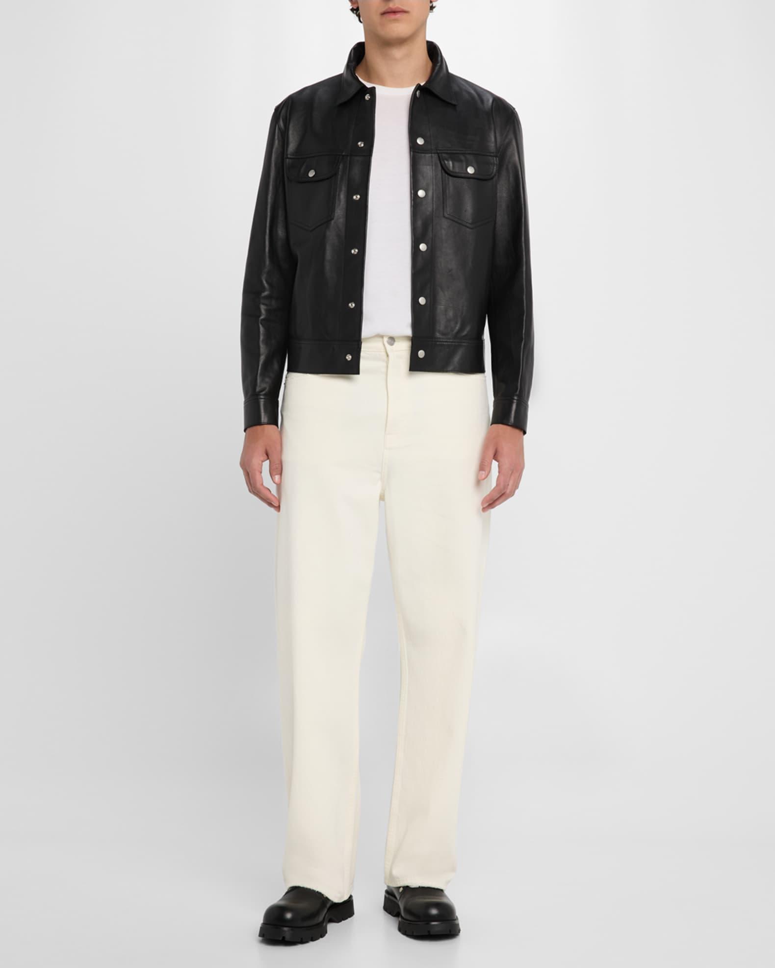 Men's Leather Trucker Jacket Product Image
