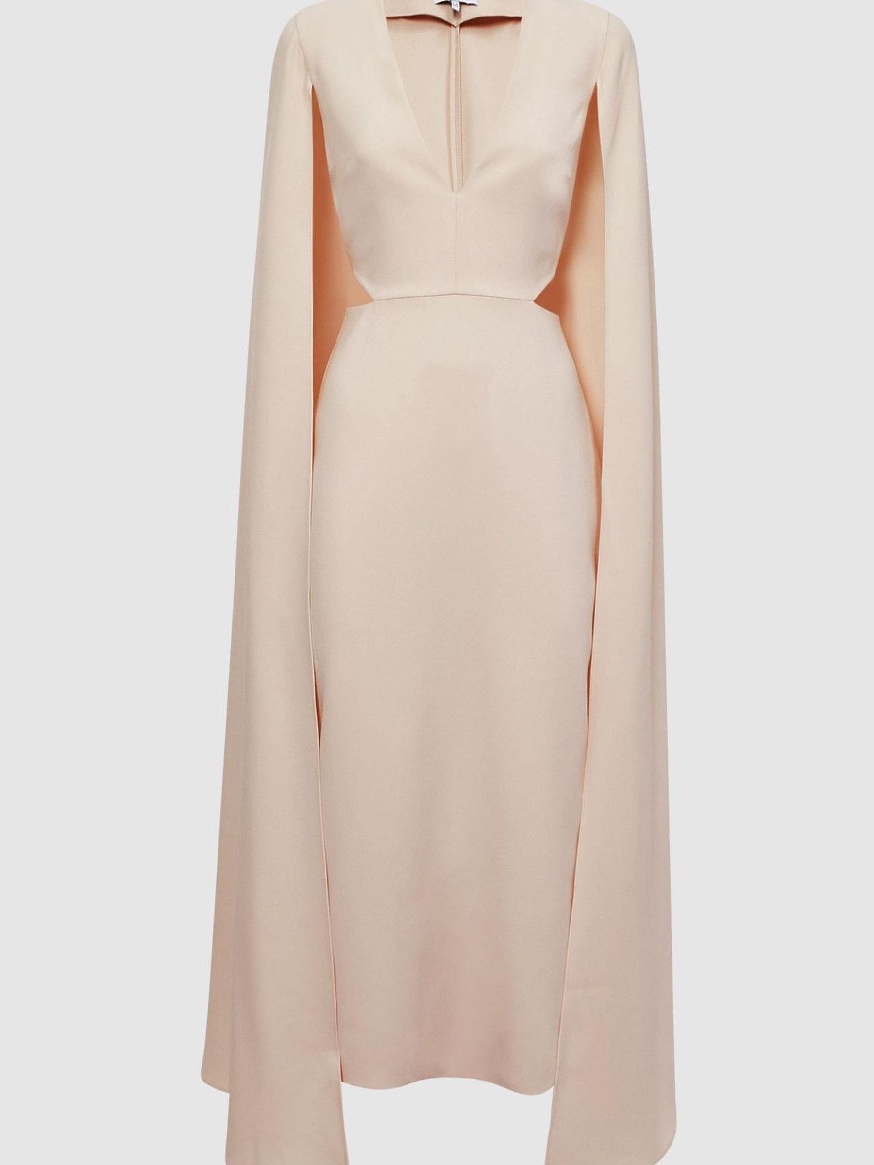 Cape-Style Midi Dress in Nude Product Image