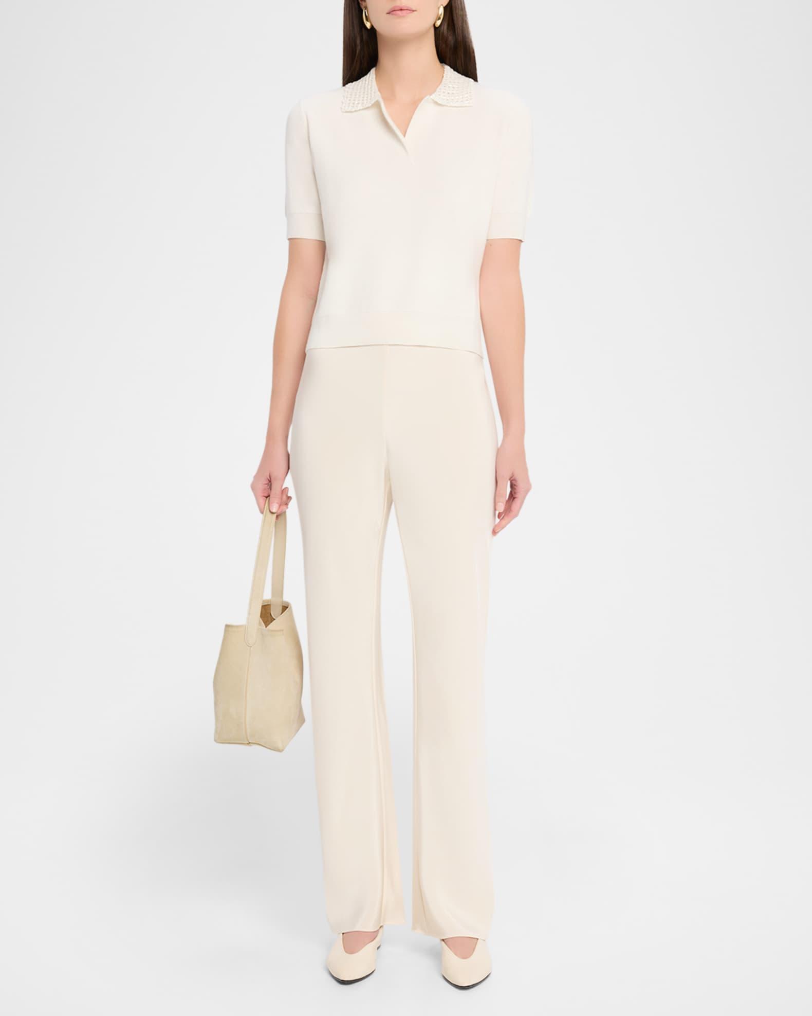 Sequin-Collar Polo Top Product Image