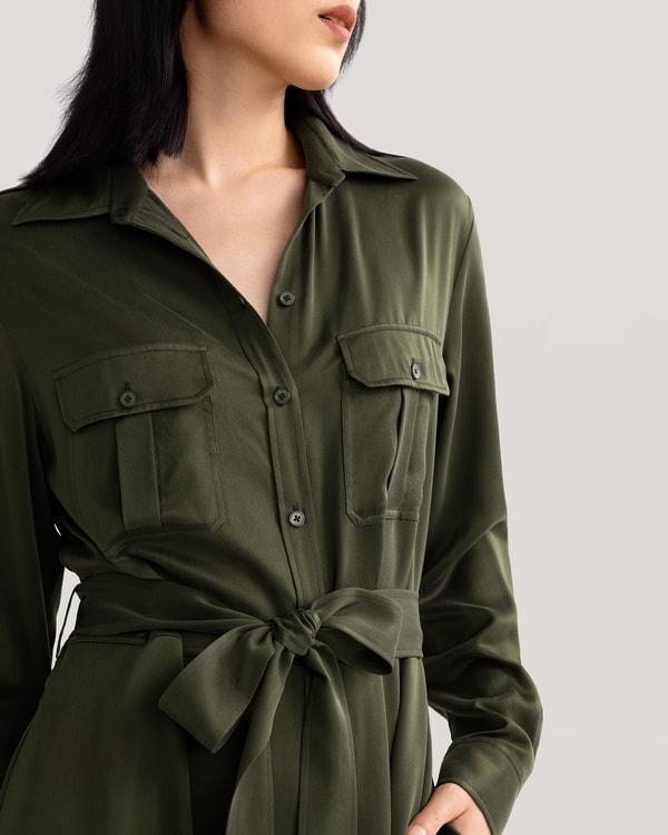 Sand-washed Pocket Trench Dress Product Image