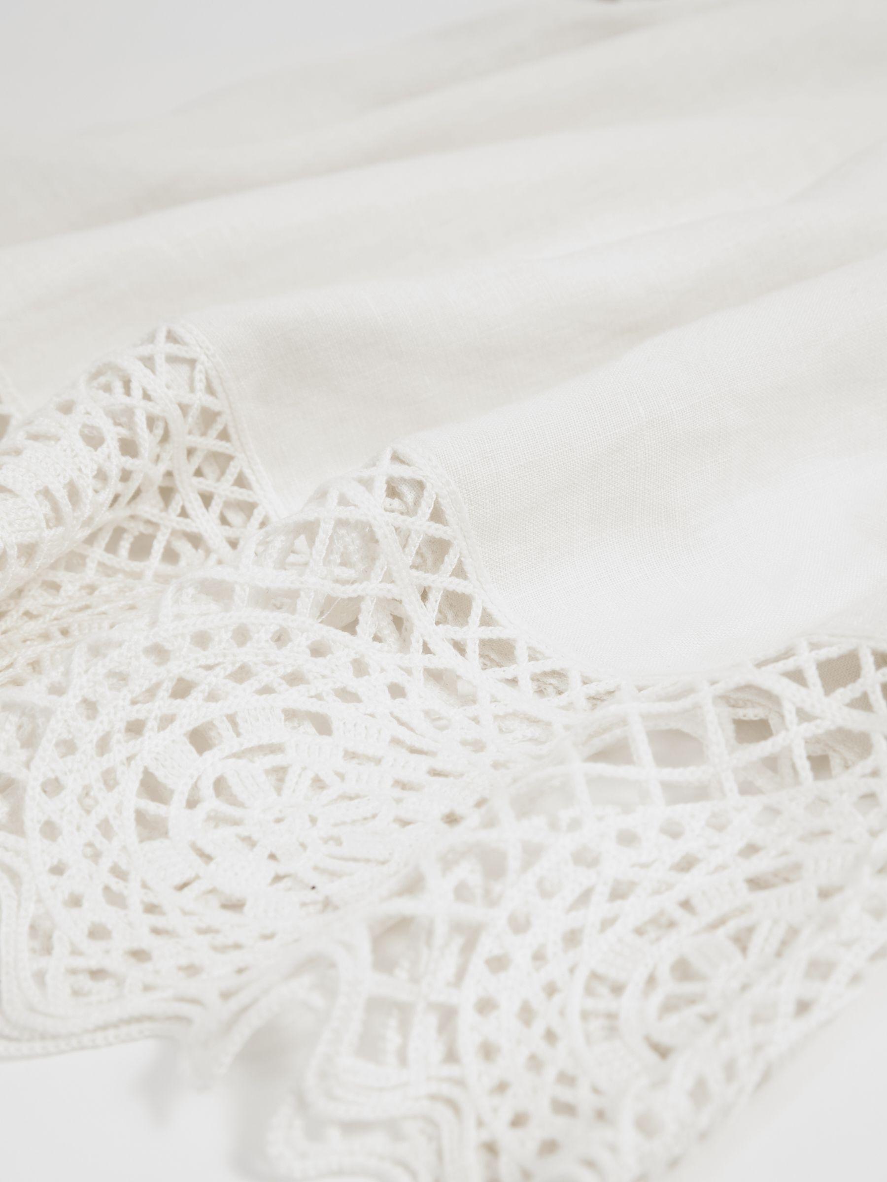 Linen Embroidered Shift Dress in Ivory Product Image