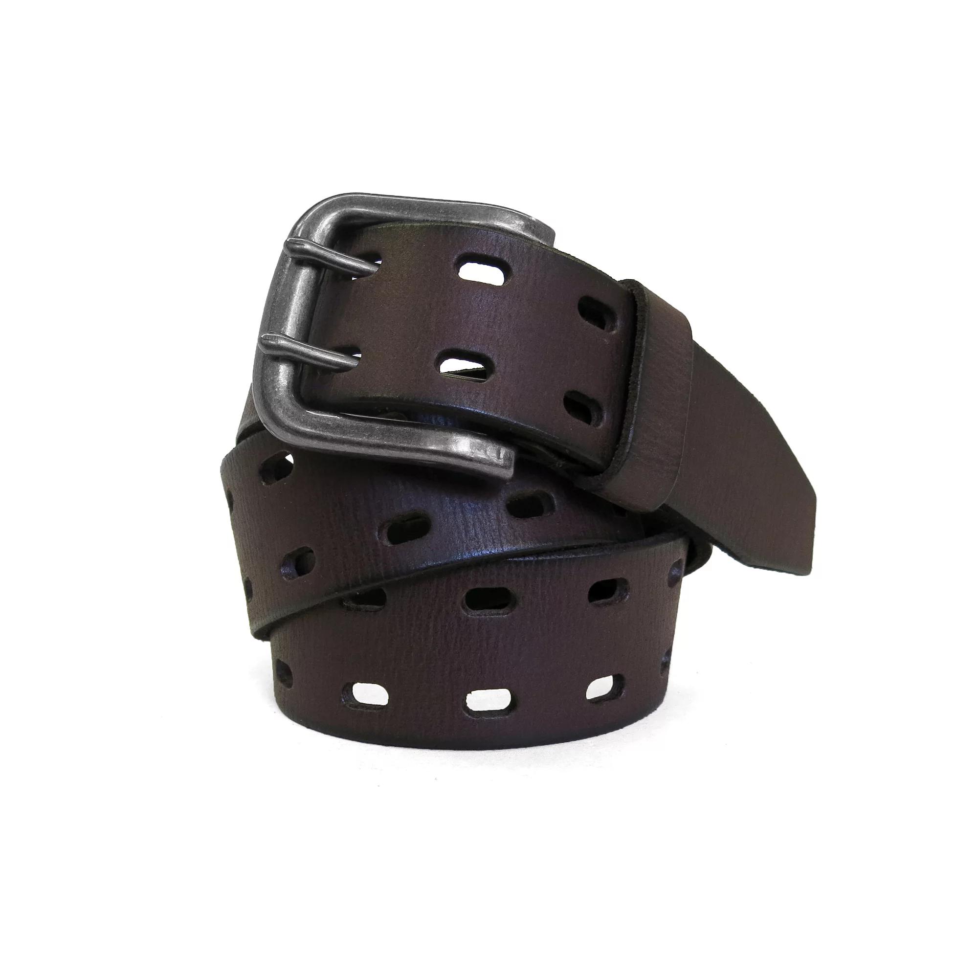 Men's Smith's Workwear 38mm Double Prong Perforated Leather Belt, Size: 32, Brown Product Image