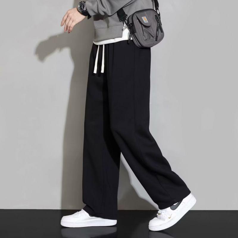 Drawstring Waist Loose Fit Sweatpants Product Image