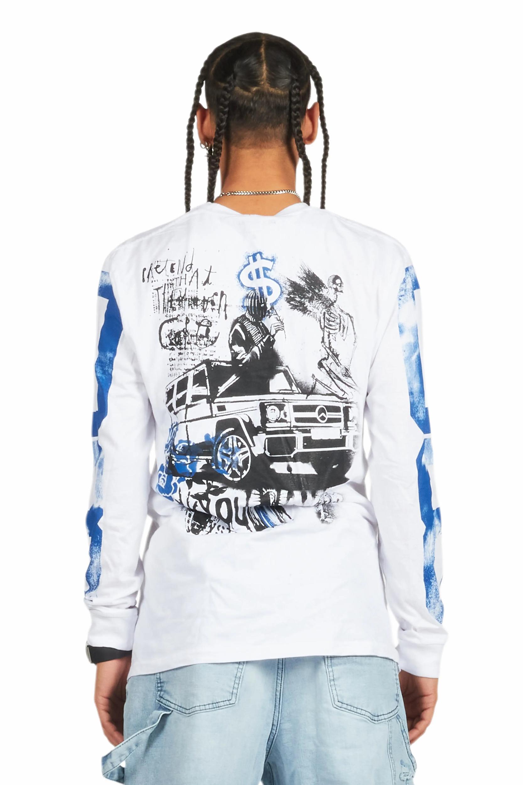 Grill White Long Sleeve Graphic T-Shirt Male Product Image