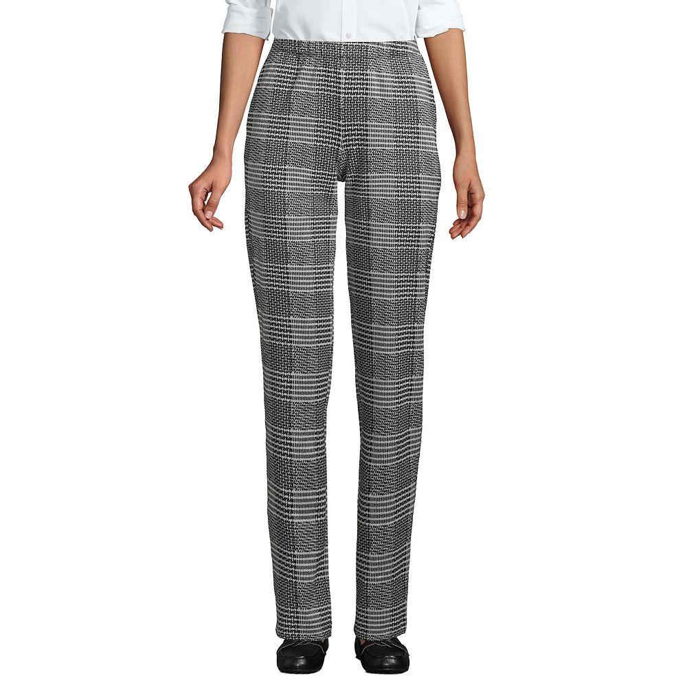 Women's Lands' End Sport Knit High Waist Pants, Size: Large, Black Glen Plaid Product Image