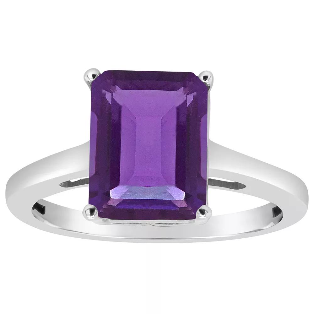 Alyson Layne 14k Gold Emerald Cut Amethyst Solitaire Ring, Women's, Size: 6, 14k White Gold Product Image