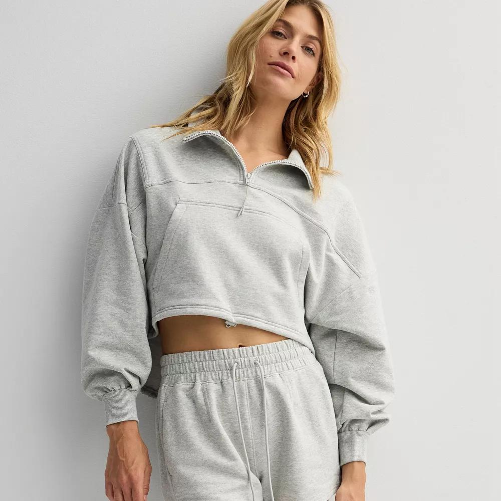 Womens FLX Embrace Seamed Quarter Zip Top Dark Shade Grey Product Image