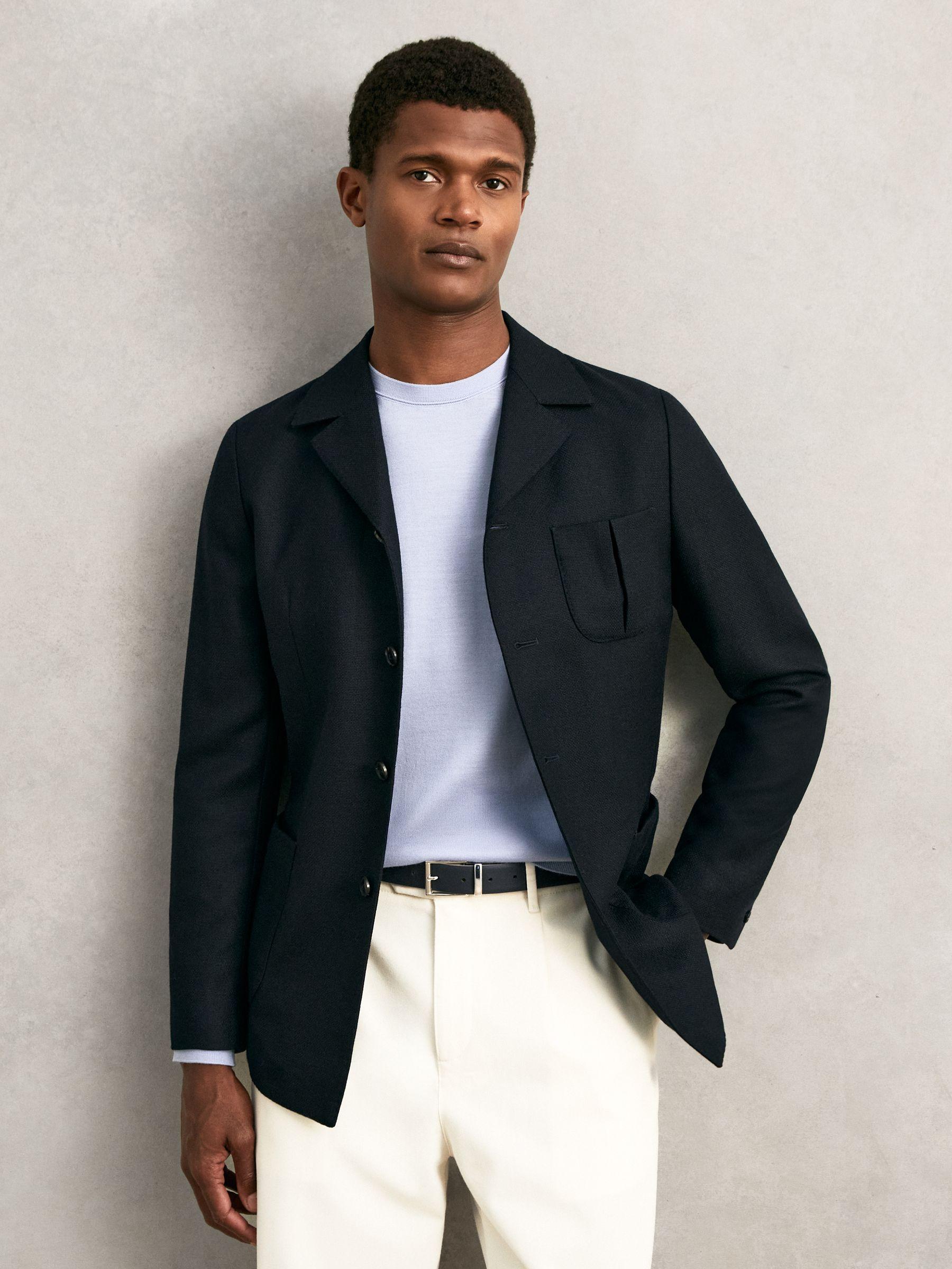 Reversible Leather Belt in Dark Stone/Navy Product Image