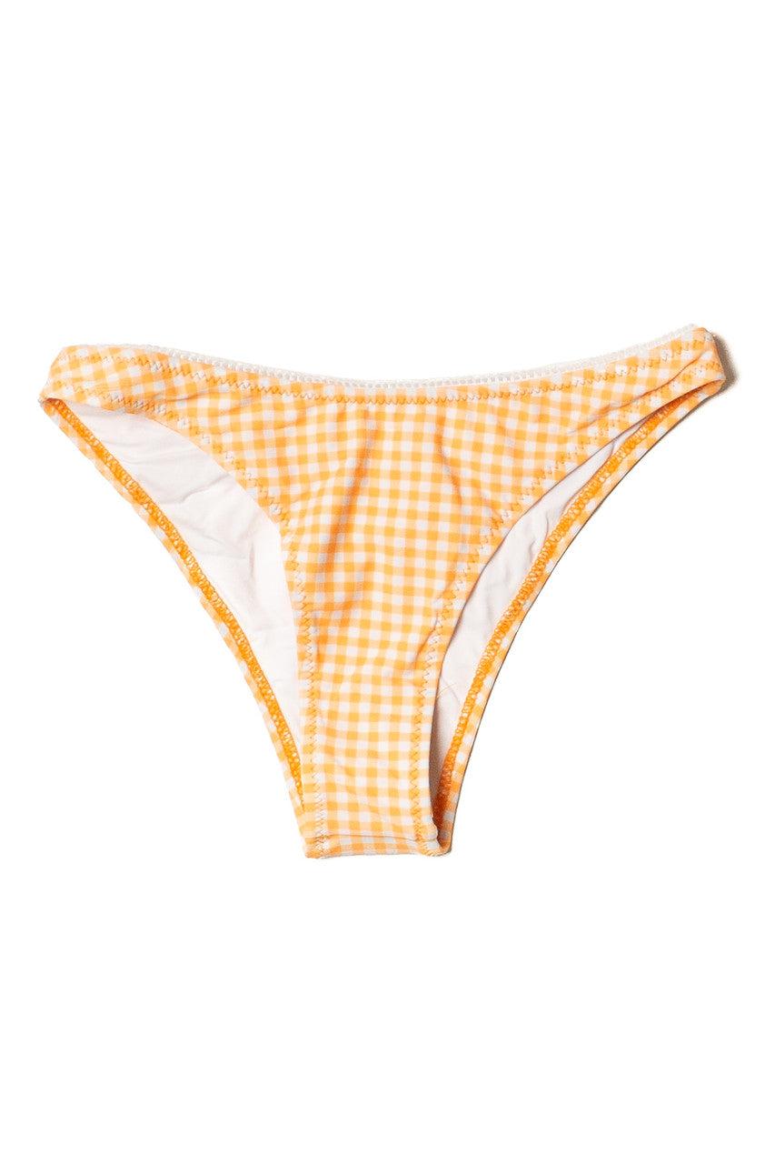 Orange Gingham Lace Trim Bikini Bottom Product Image