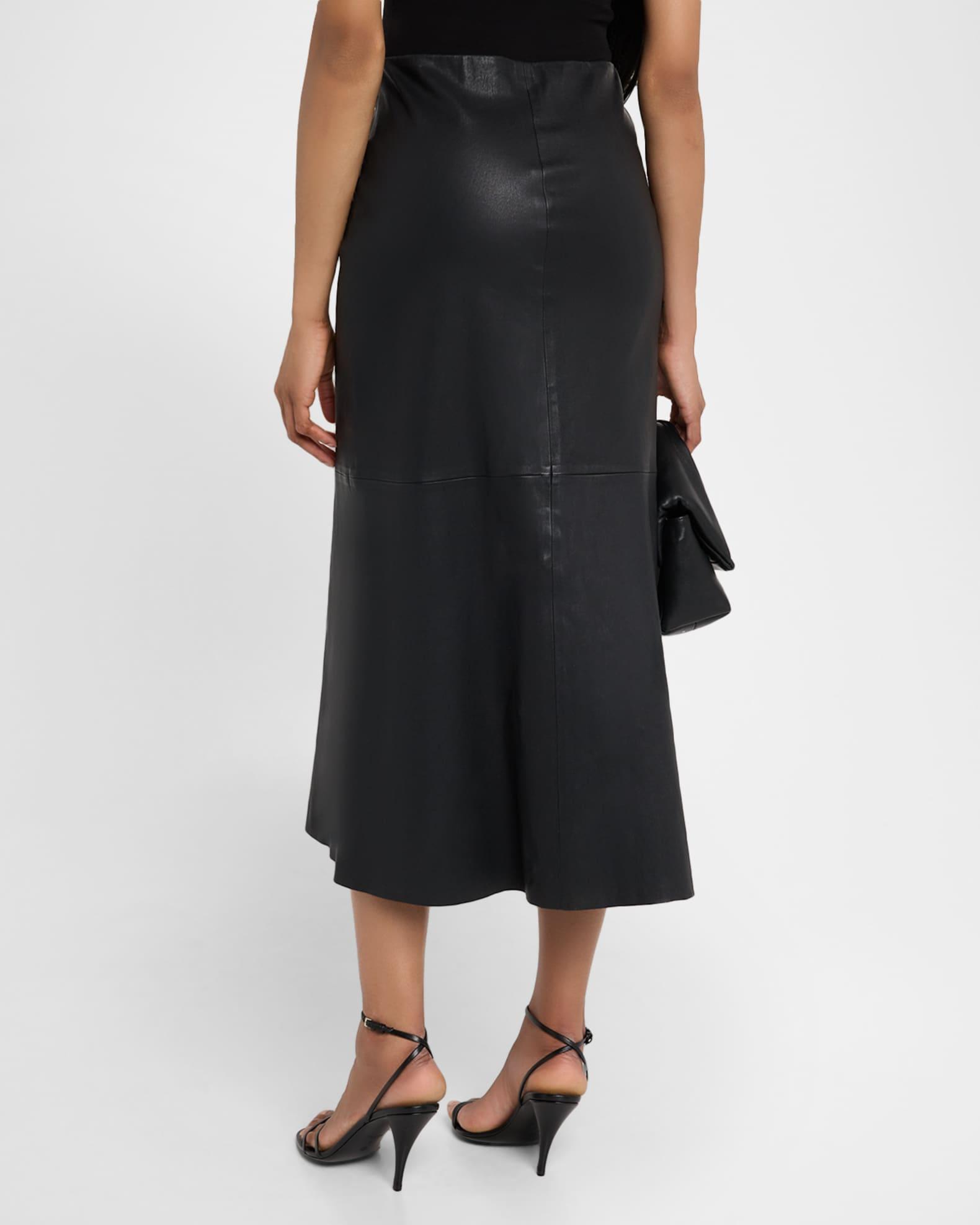 Simoas Lambskin Leather Midi Skirt Product Image