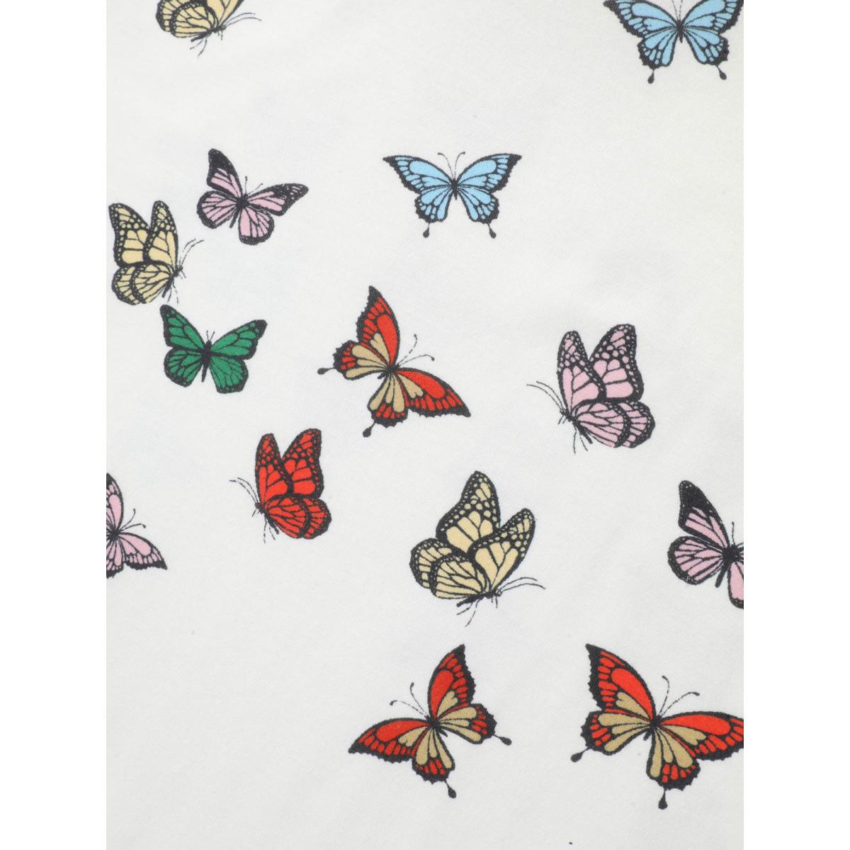Plus Size Butterfly Print Stretchy T-Shirt Opticwhite Women Casual Non Butterfly Round Neck Everyday T-shirts BloomChic 22-24/3X Product Image