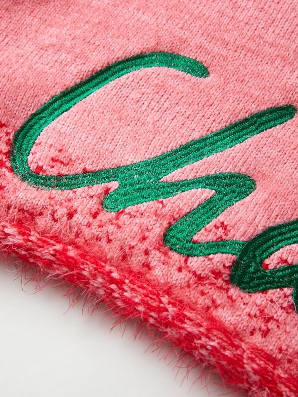 Contrast Color Jacquard Splice Loose Short Sweater Product Image