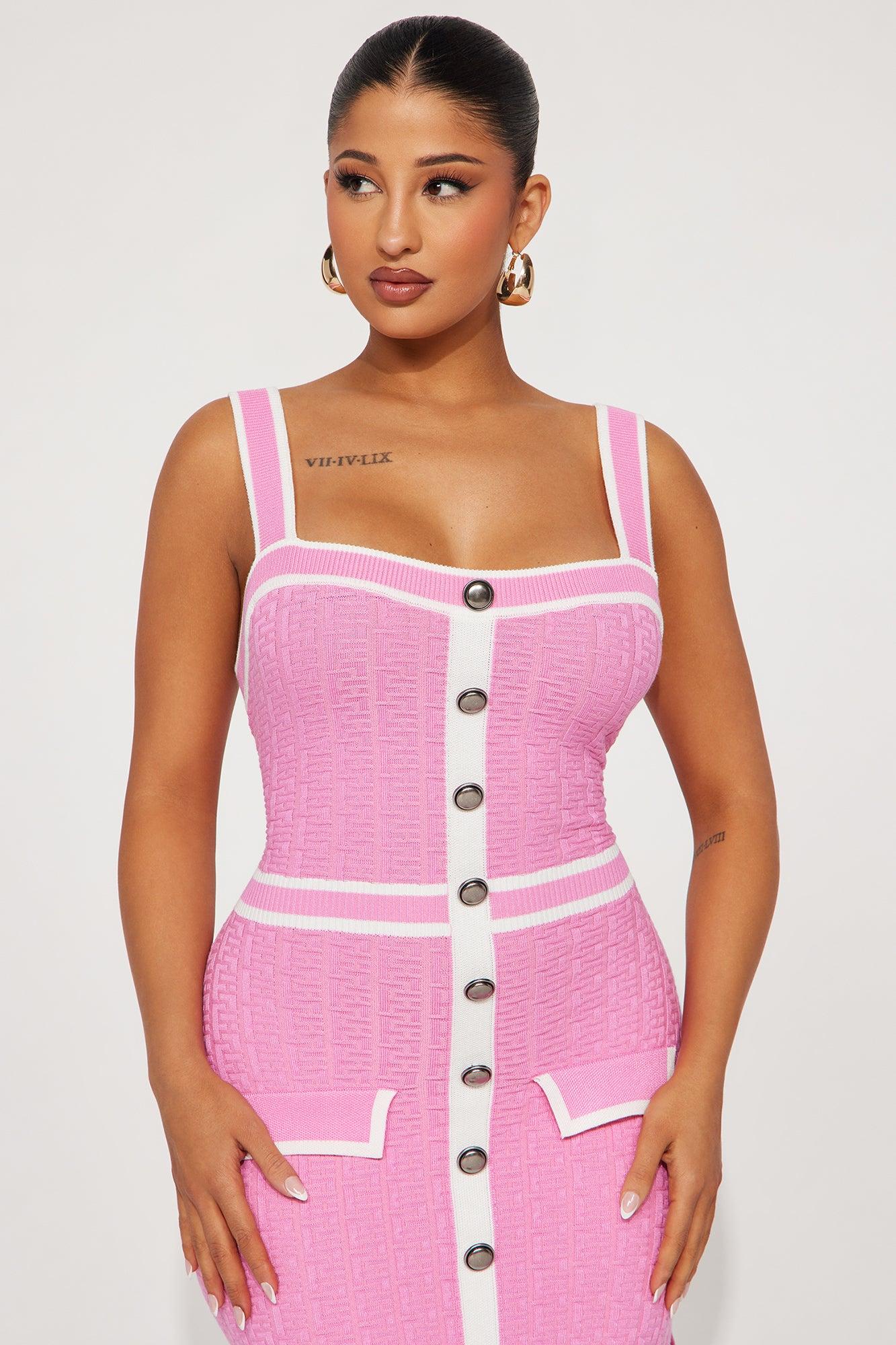 Sophia Sweater Midi Dress - Pink/combo Product Image