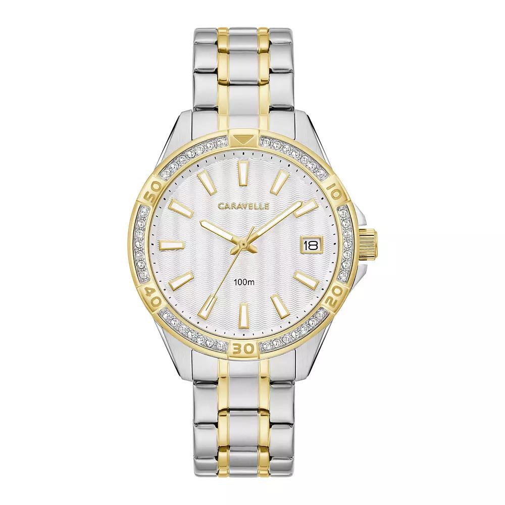 Caravelle by Bulova Womens Aqualuxx Two-Tone Crystal Accent Stainless Steel Watch - 45M120 Gold Silver Product Image
