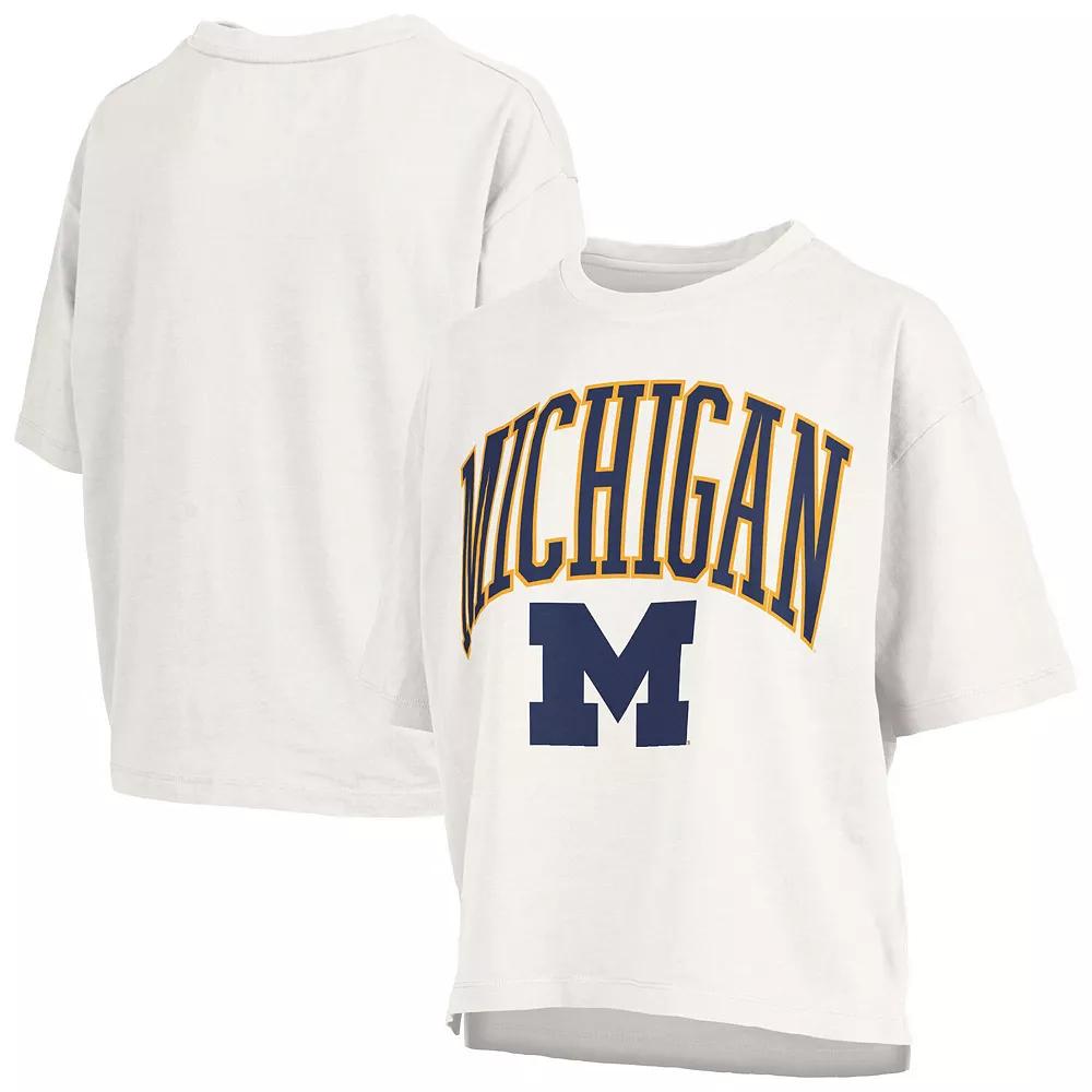 Women's Pressbox White Michigan Wolverines Nelson Arch Over Logo Waist Length Over Product Image