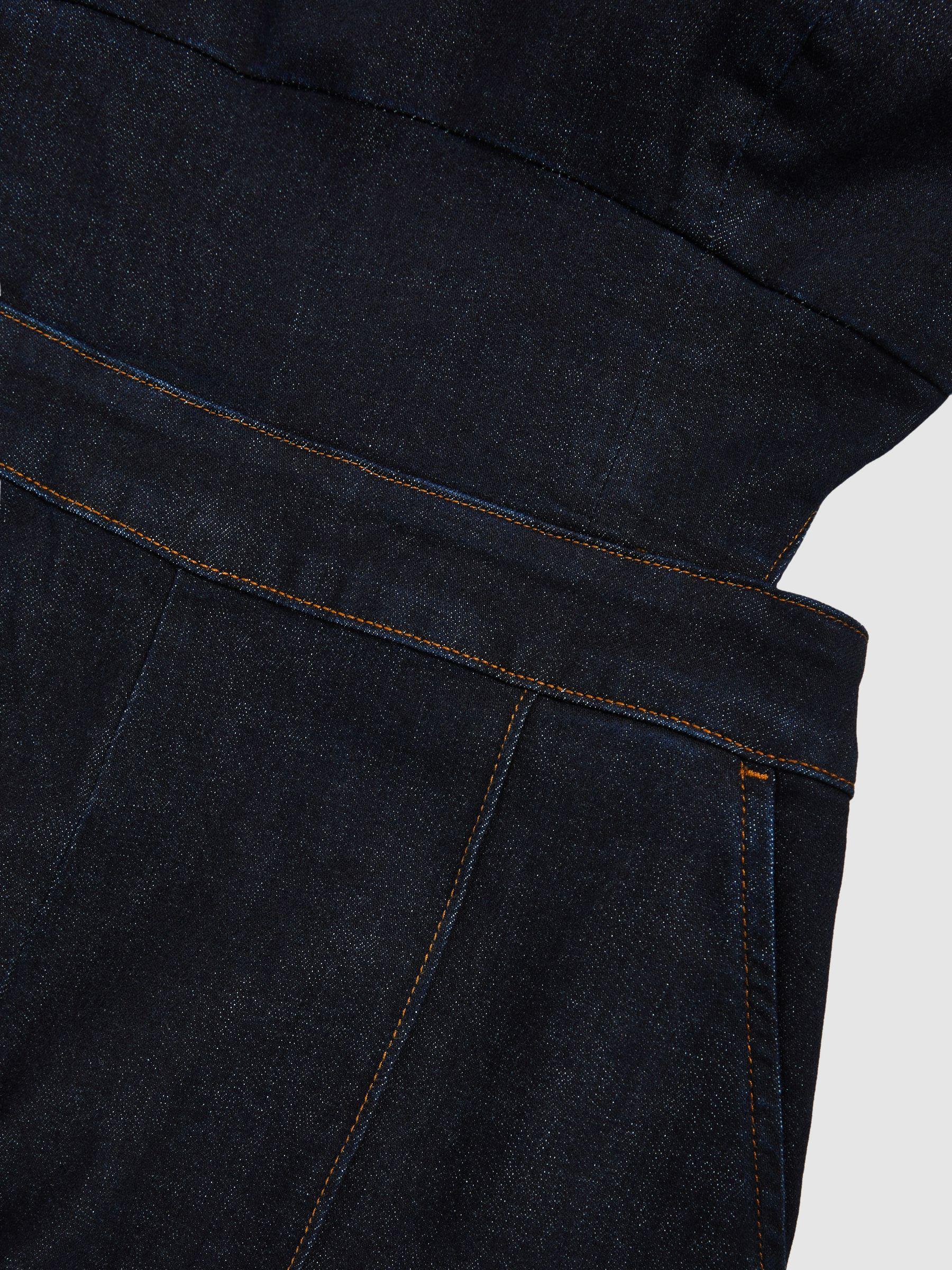 Wide-Leg Cut-Out Denim Jumpsuit in Dark Blue Product Image