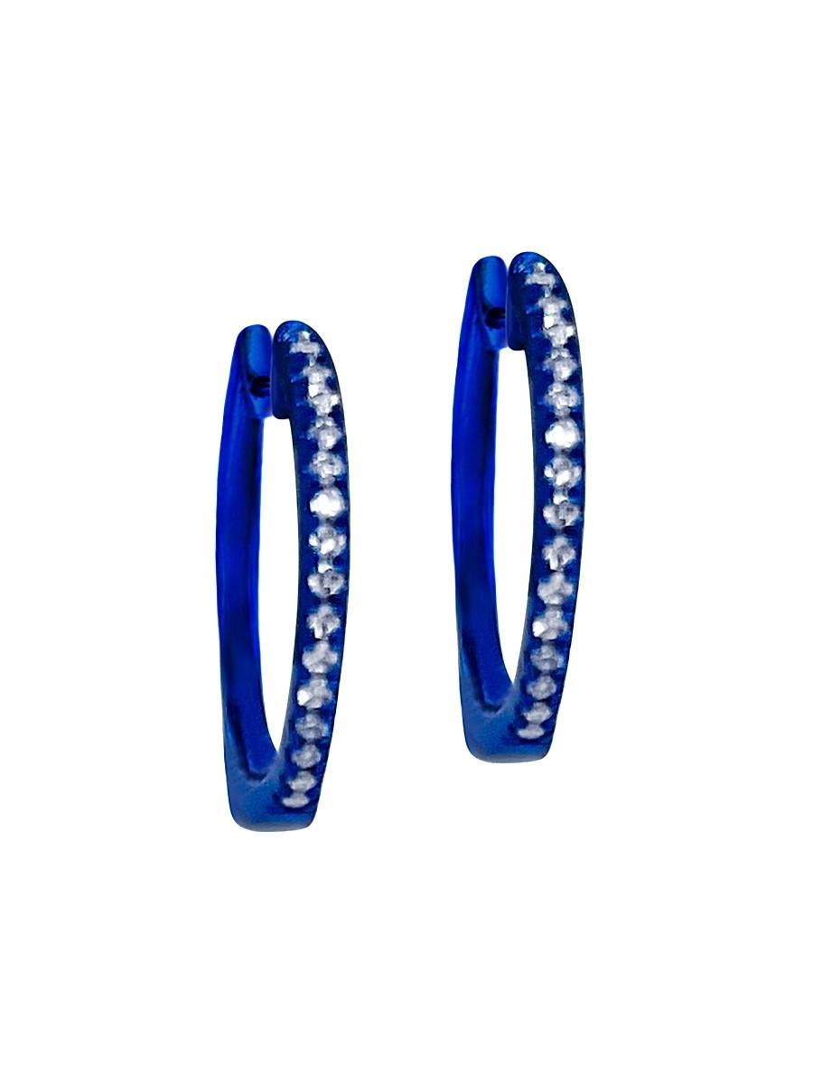 Womens Rhodium-Plated 14K White Gold & 0.08 TCW Diamond Hoop Earrings Product Image