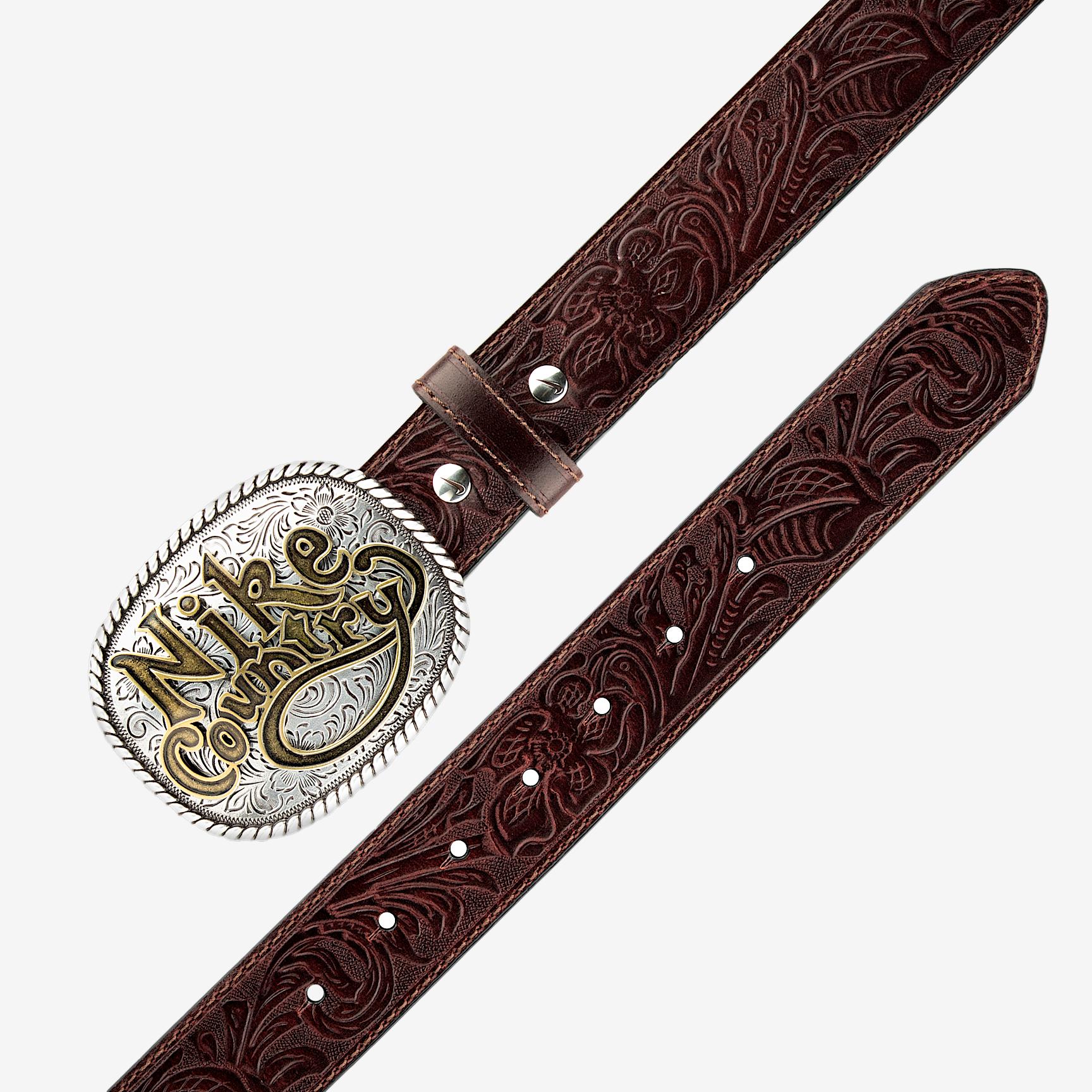 Nike Country Men's Plaque Buckle Embossed Leather Belt Product Image