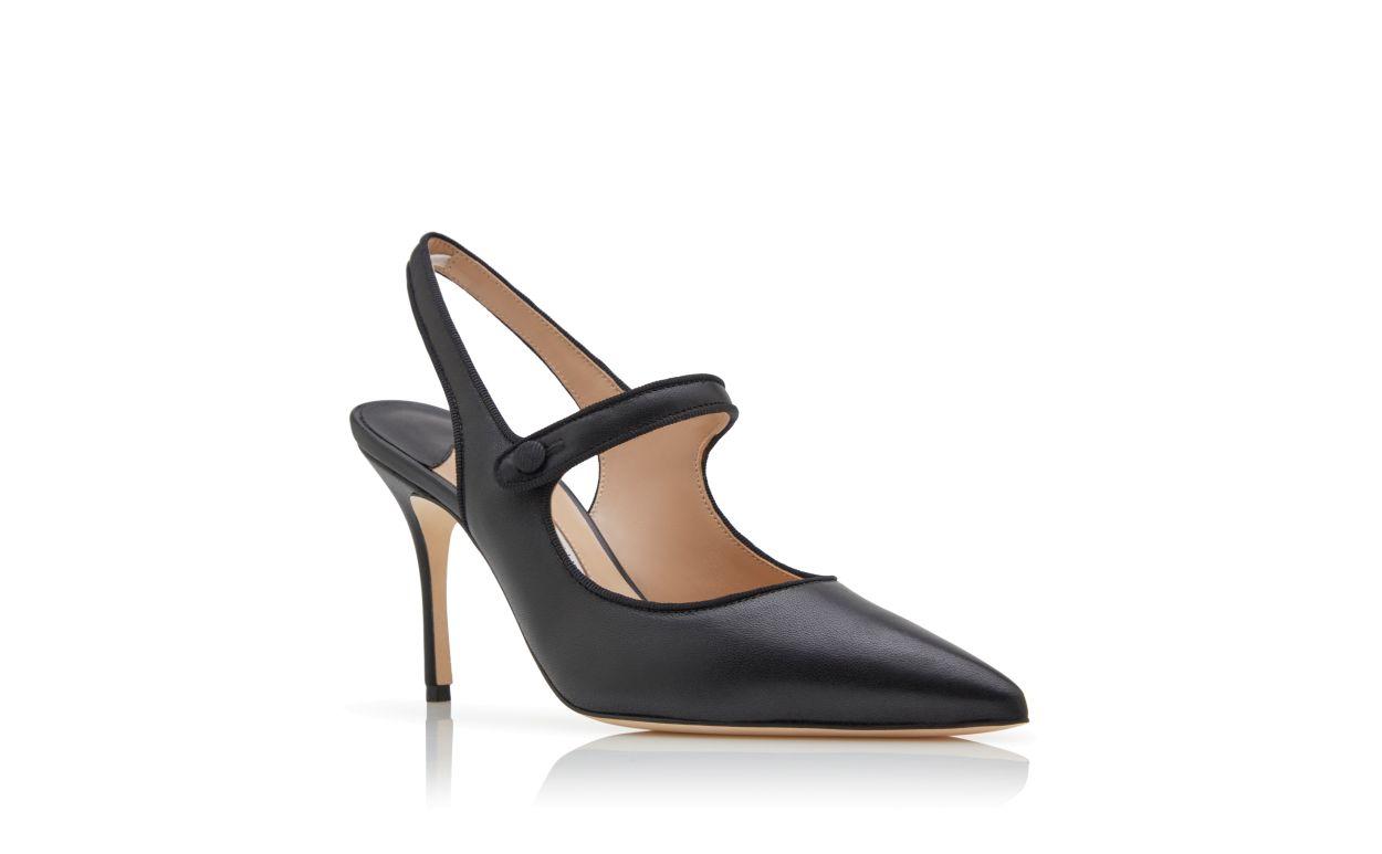 CAMPARISLI Black Nappa Leather Pointed Toe Slingback Pumps Product Image