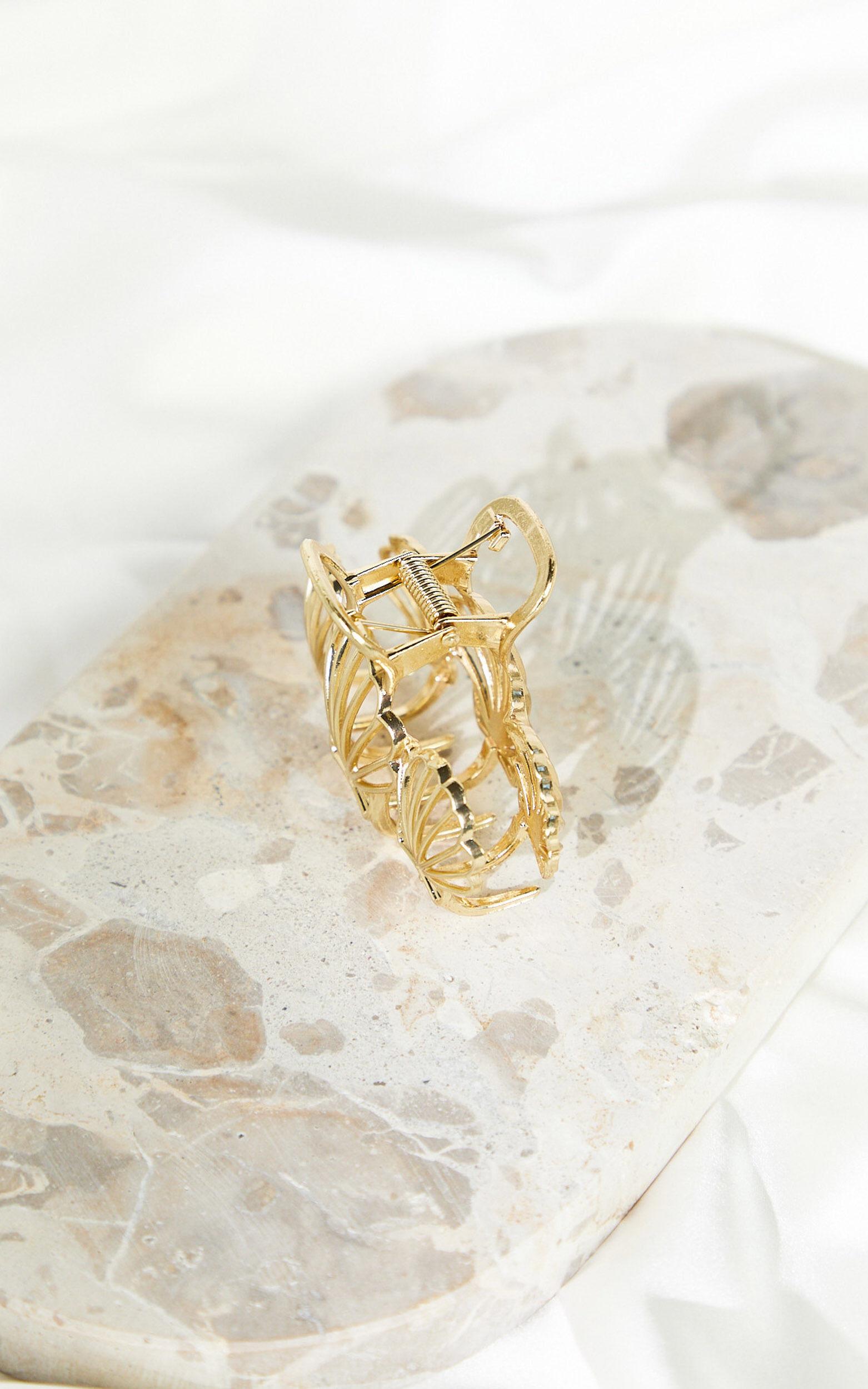 Tillie Hair Clip - Triple Shell Claw Clip in Gold Product Image