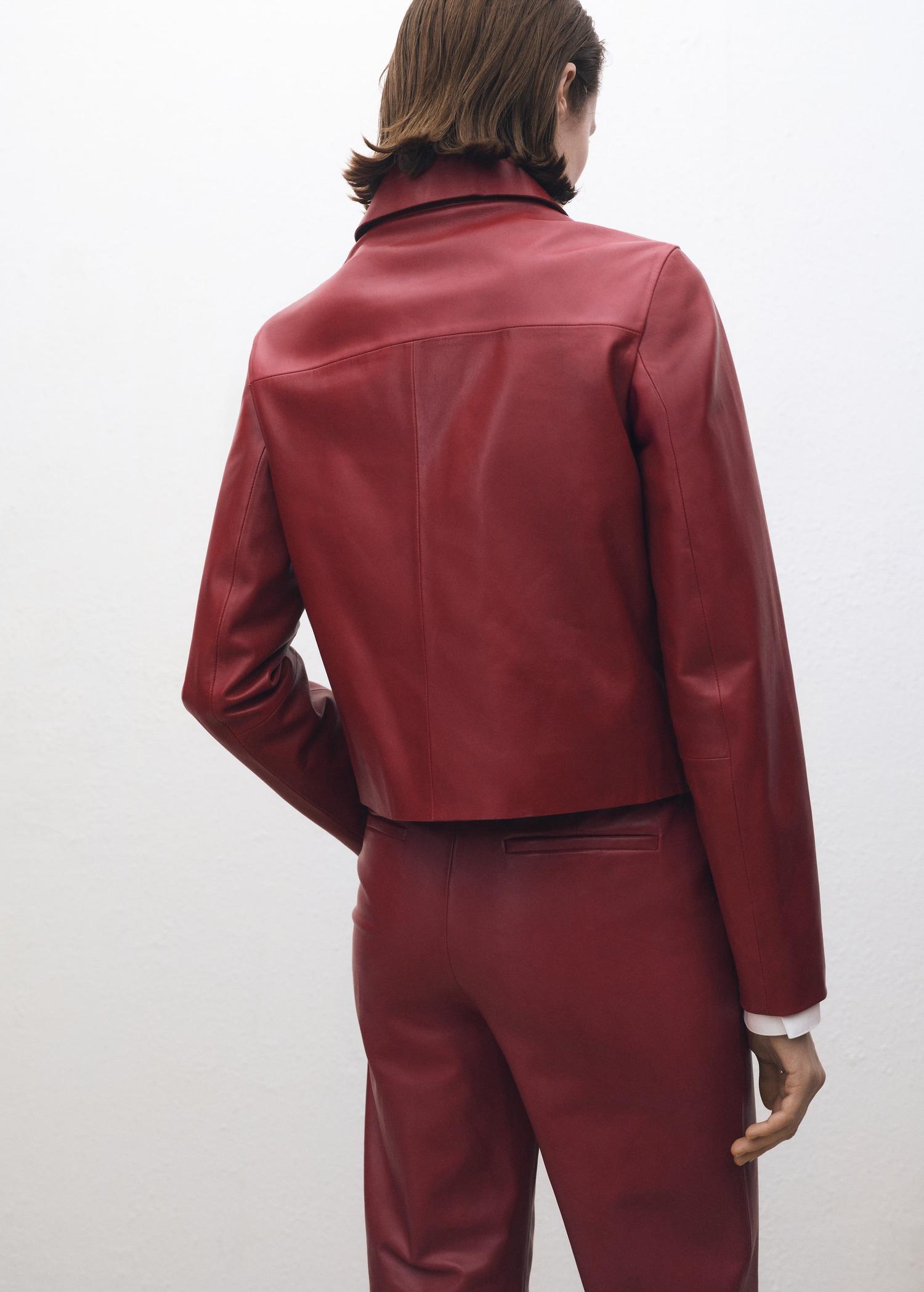 Buttoned leather jacket - Women | MANGO USA Product Image