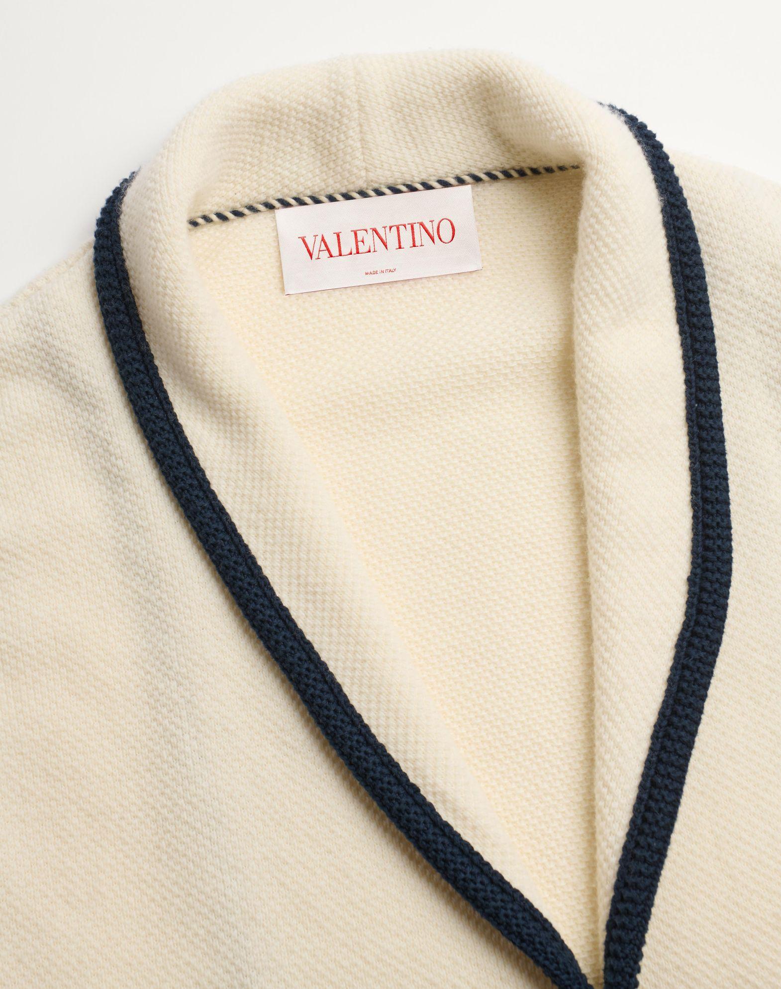 Single-Breasted Wool And Cotton Jacket With Torchon Piping Product Image