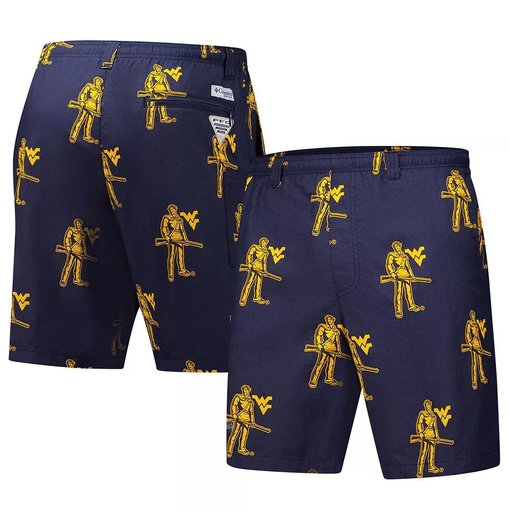 Men's Columbia Navy West Virginia Mountaineers Backcast III Printed Short,  Product Image
