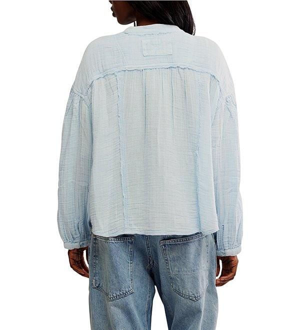 Free People We The Free Valley Double Cloth Banded V-Neck Long Sleeve Button Front Shirt Product Image
