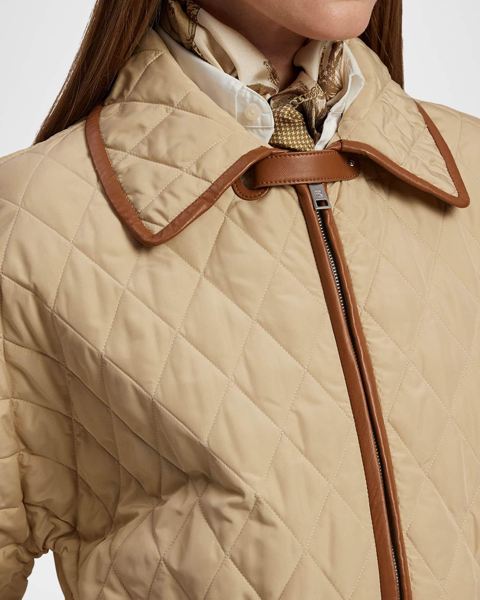 Saundra Quilted Leather-Trim Coat Product Image