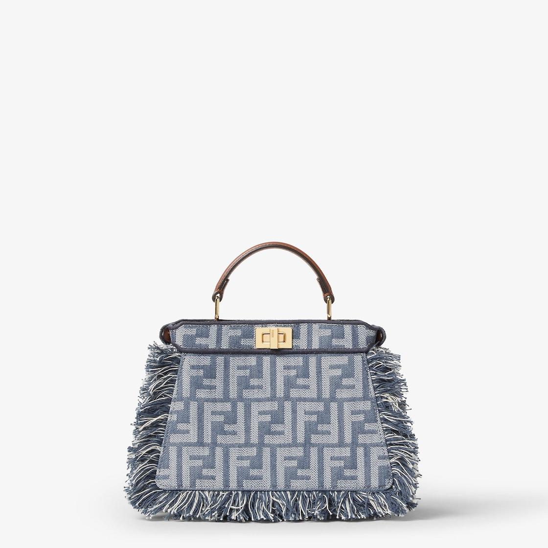 Peekaboo ISeeU PetiteBlue denim-effect FF jacquard bag Product Image