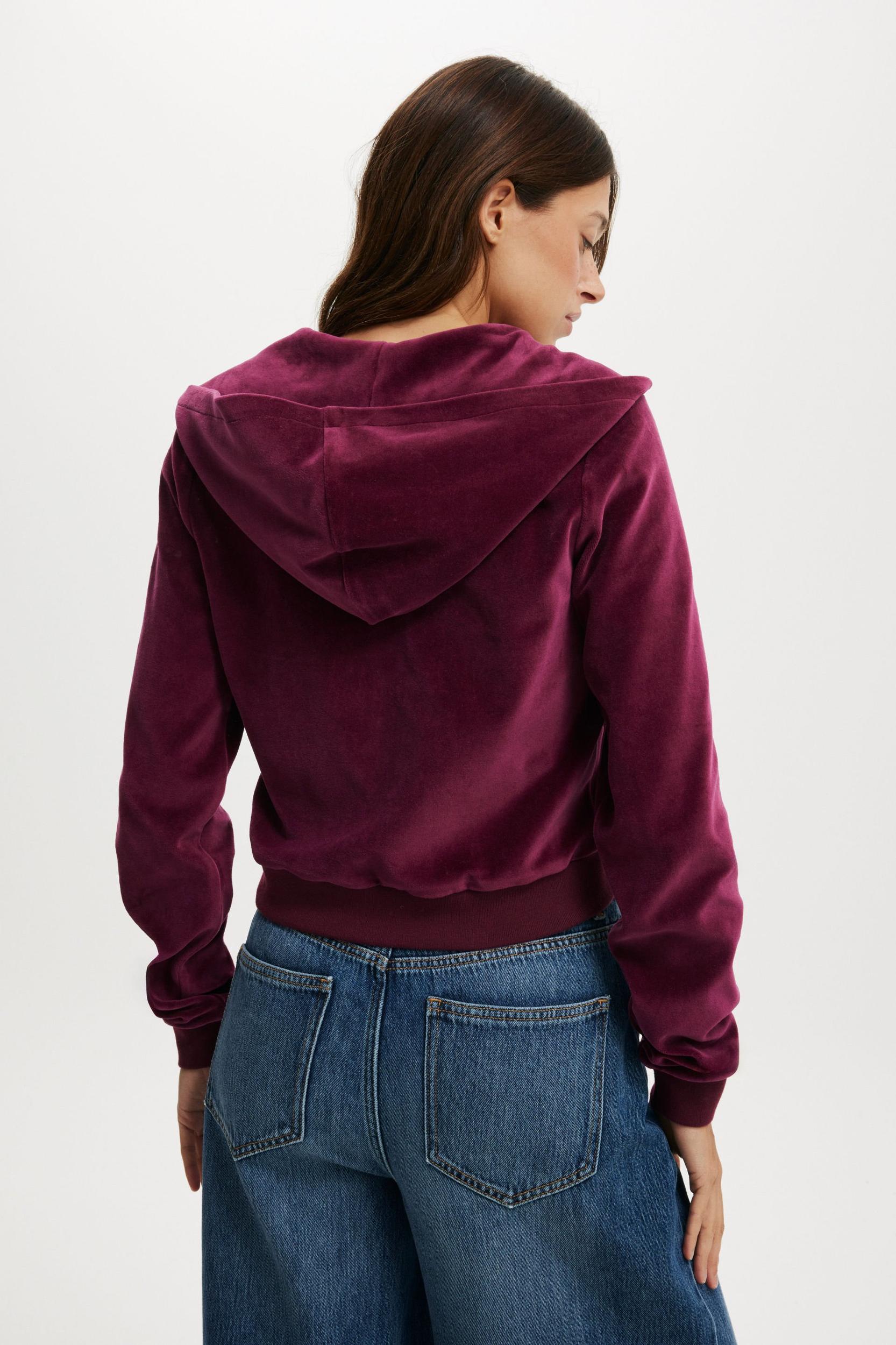 Velour Fitted Zip Through Hoodie Product Image