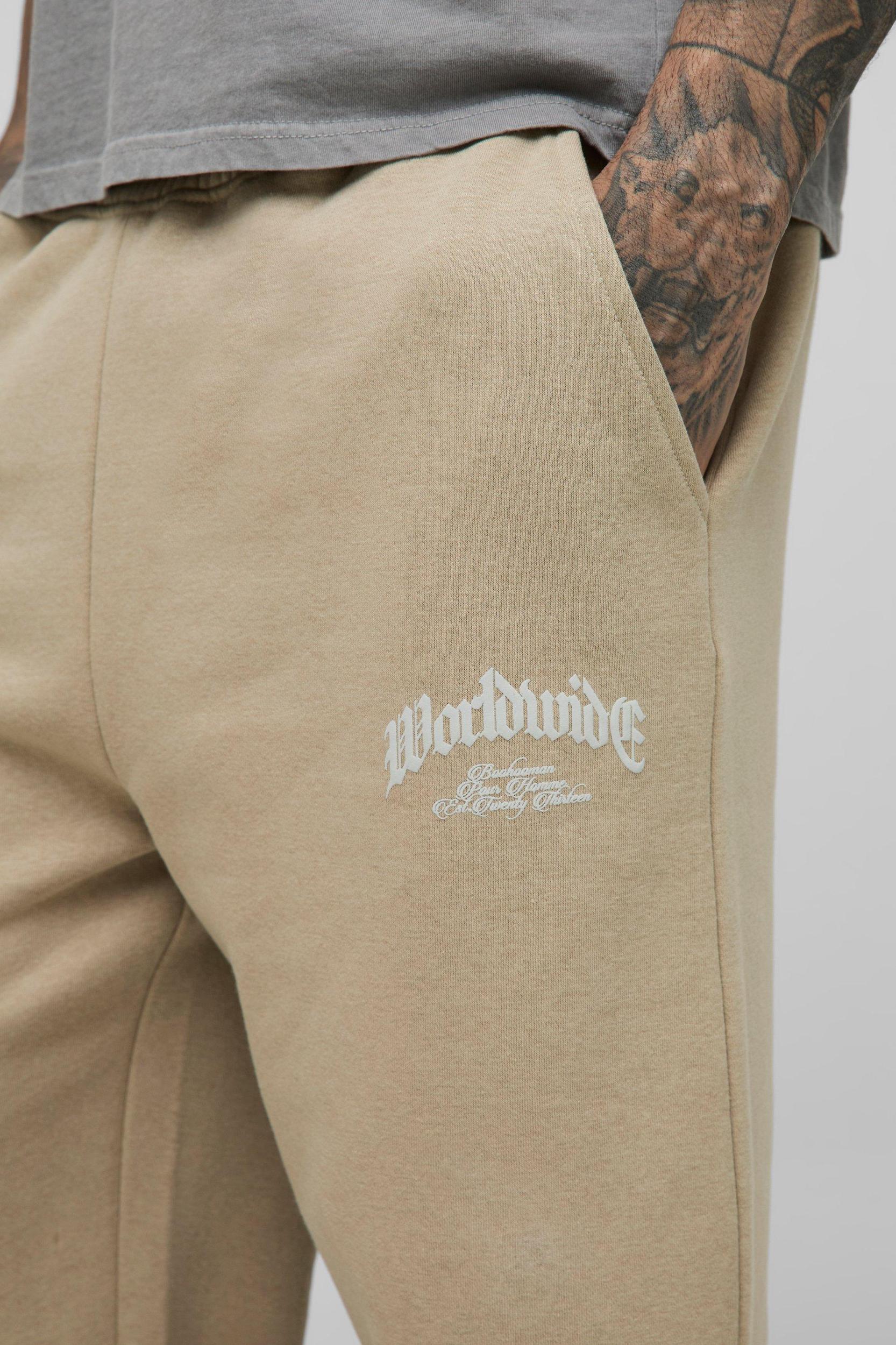 Tall Relaxed Puff Print Cross Jogger | boohooMAN USA Product Image