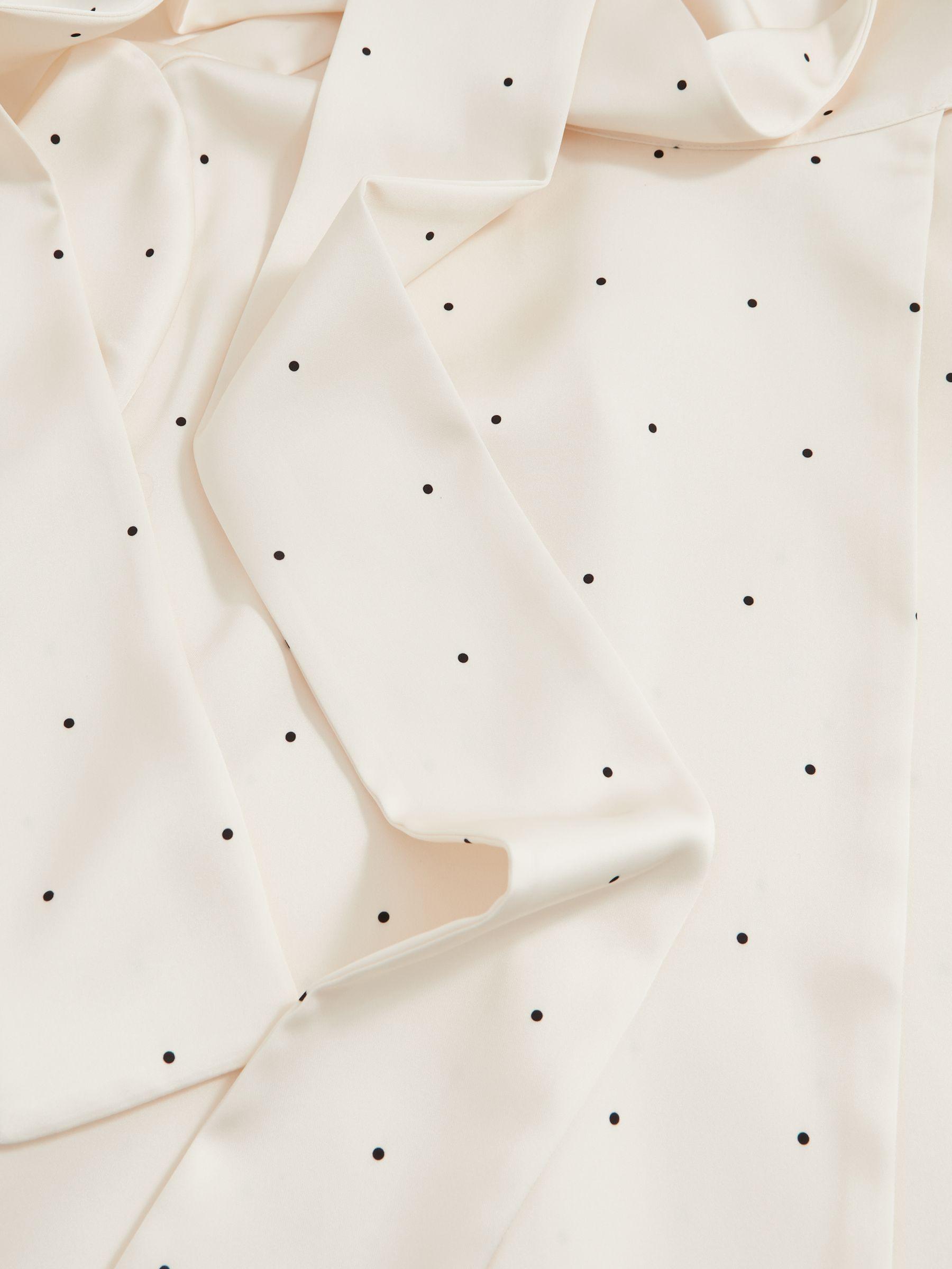 Satin Polka Dot Tie Neck Blouse in Ivory Product Image