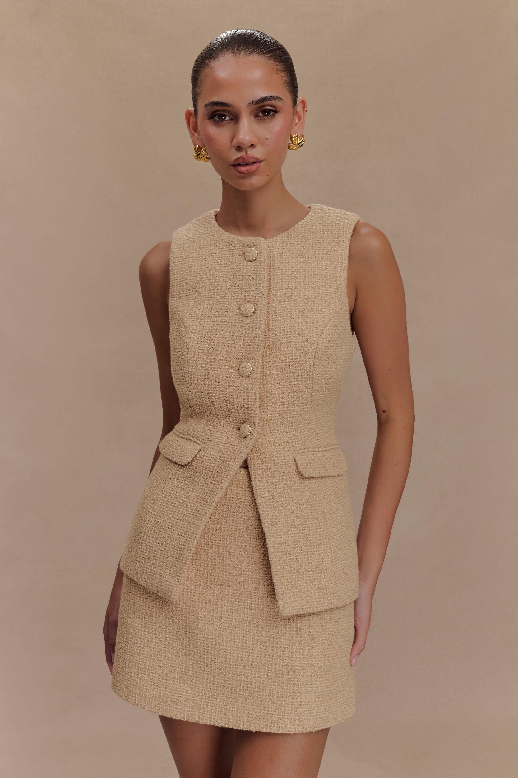 Camilla Boucle Mini Skirt - Light Taupe Product Image