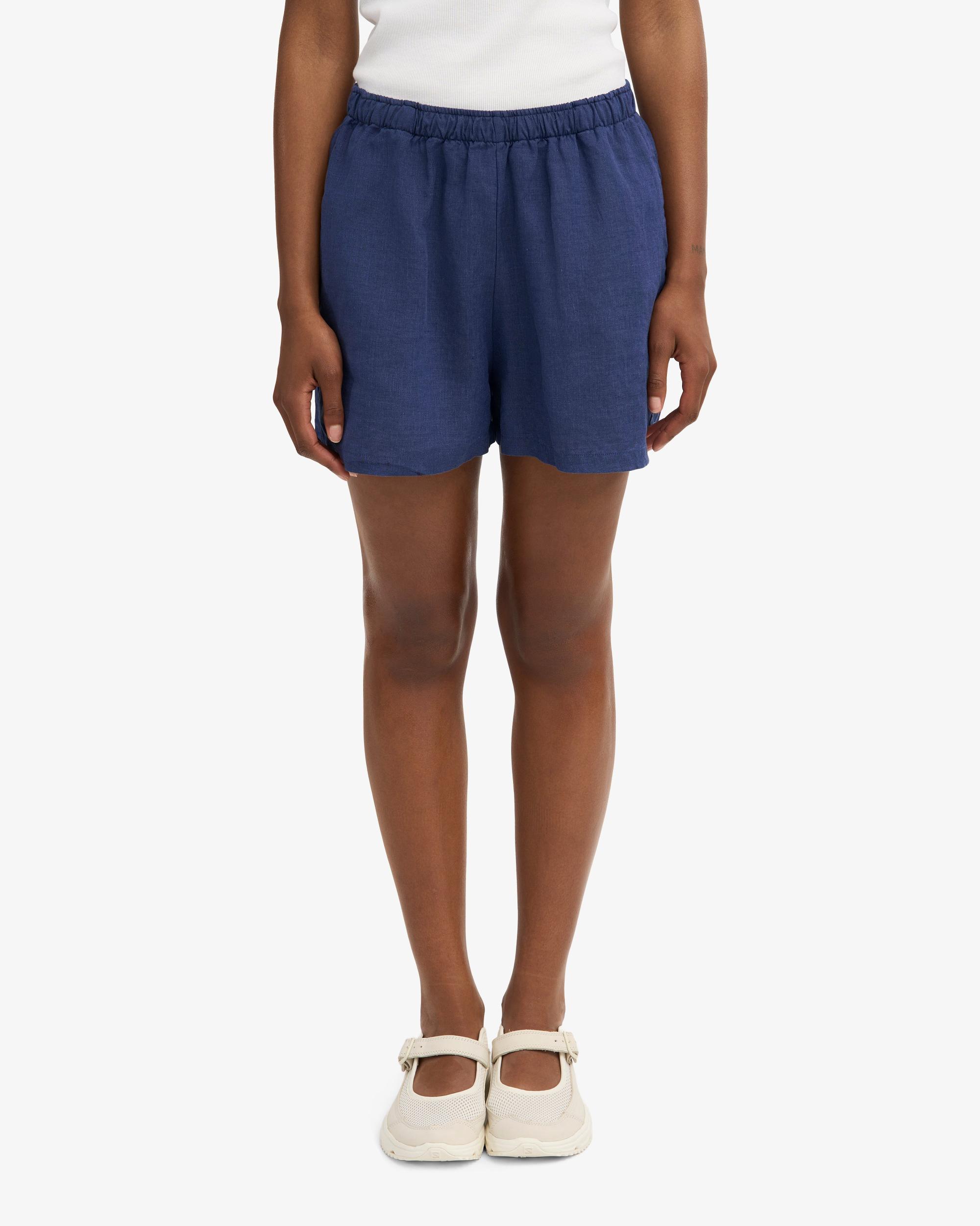 Linen Shorts - Navy Blue Product Image