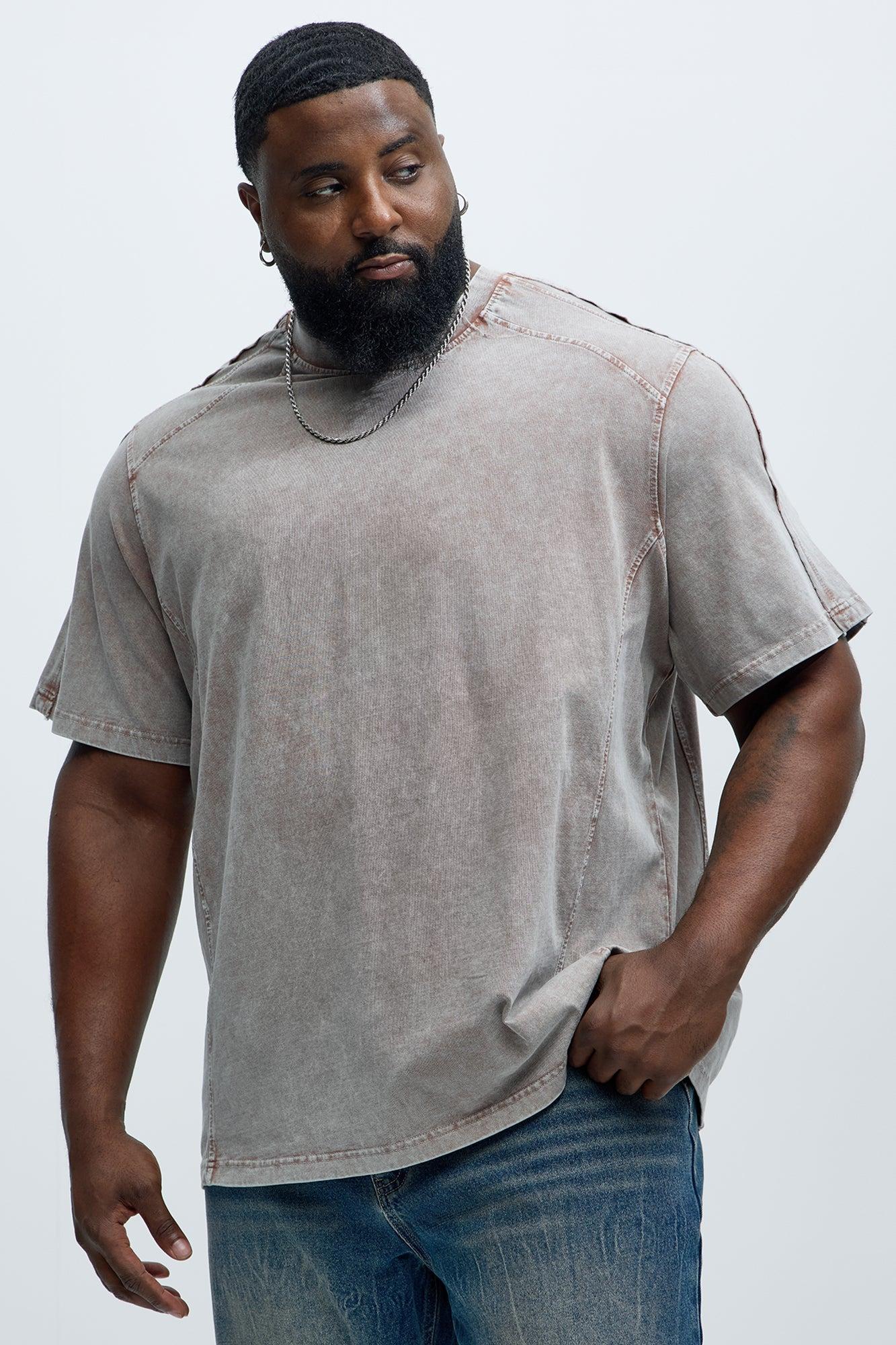 Paneled Acidwash Oversized Tee - Mauve Product Image