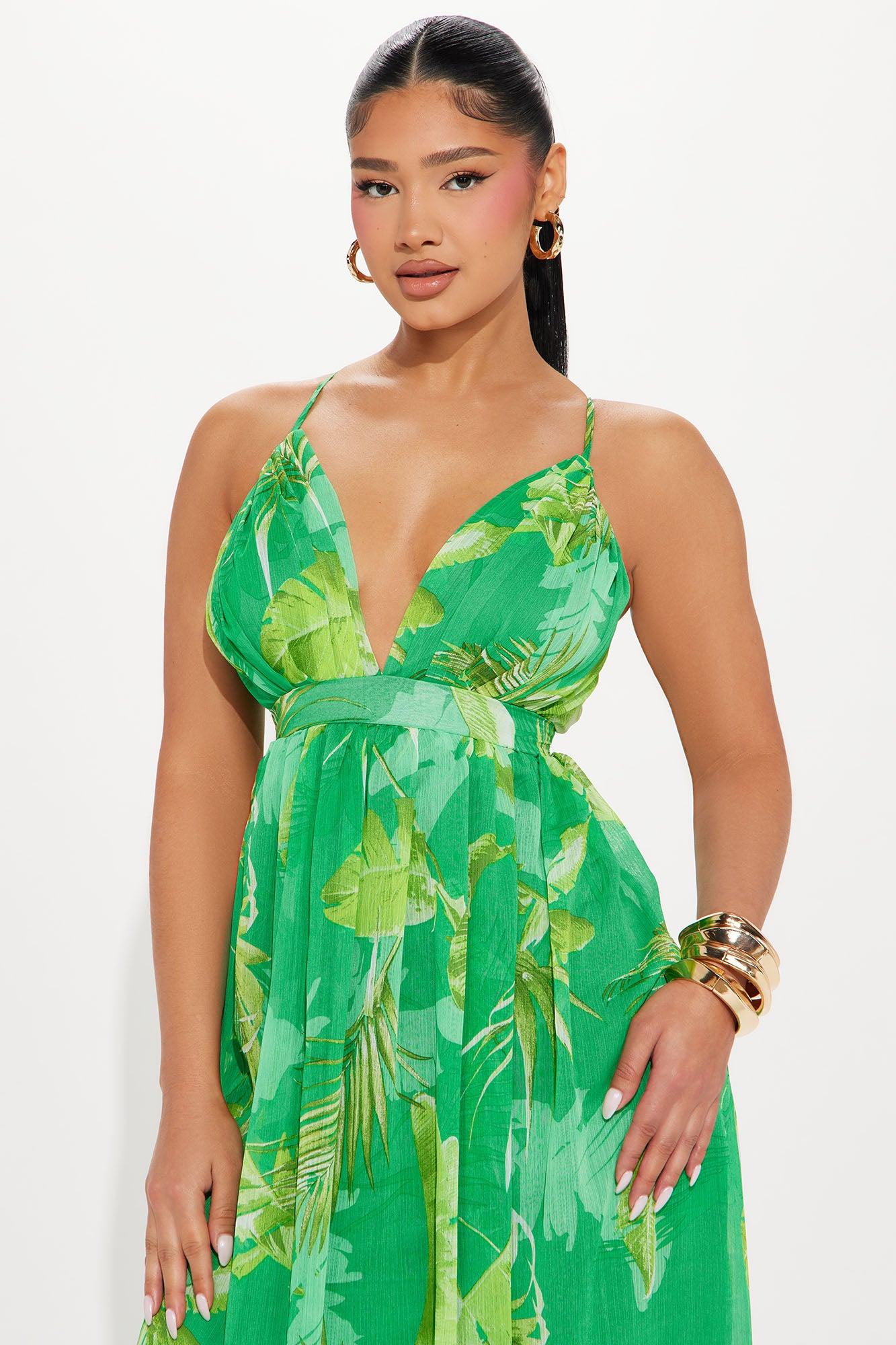 Kamari Chiffon Maxi Dress - Green/combo Product Image