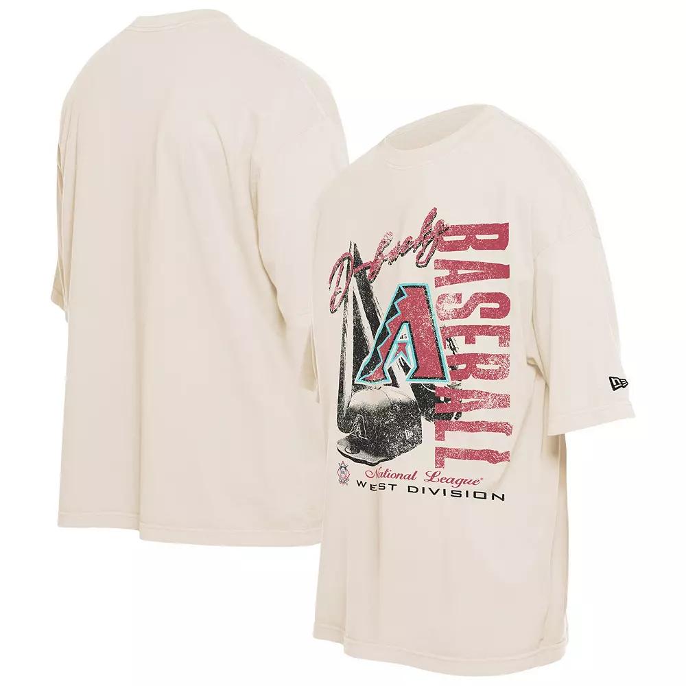 Men's New Era Cream Arizona Diamondbacks Cooperstown Collection Oversized Throwback Distressed T-Shirt, Size: XL, Beige Product Image