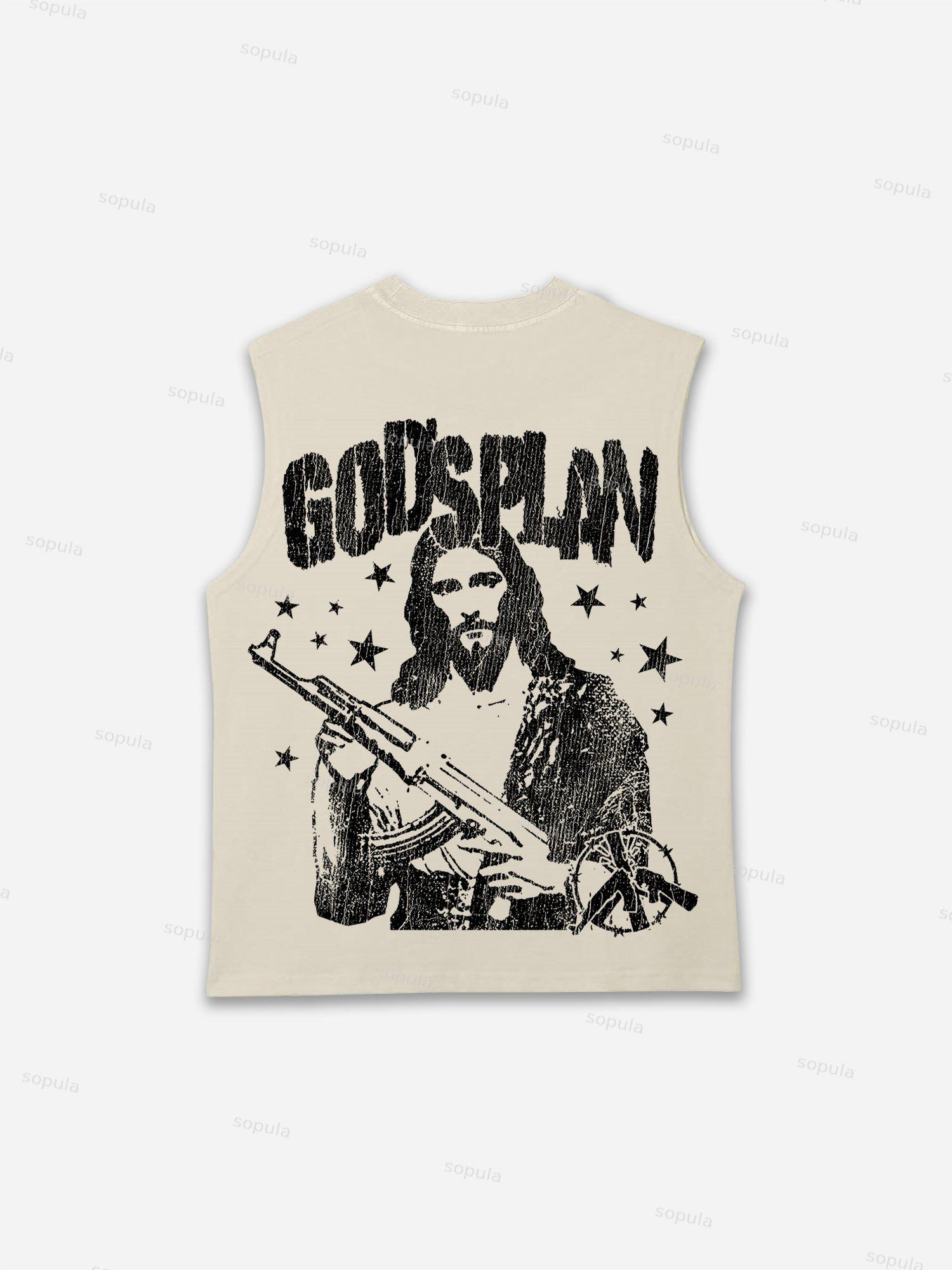 God's Plan Print Tank Top Product Image